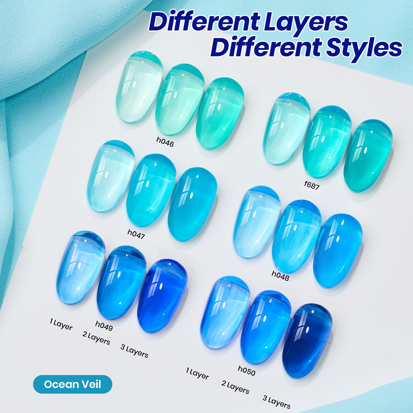 Beetles Ocean Veil 6 Colors Juicy Shine Jelly Gel Nail Polish Set