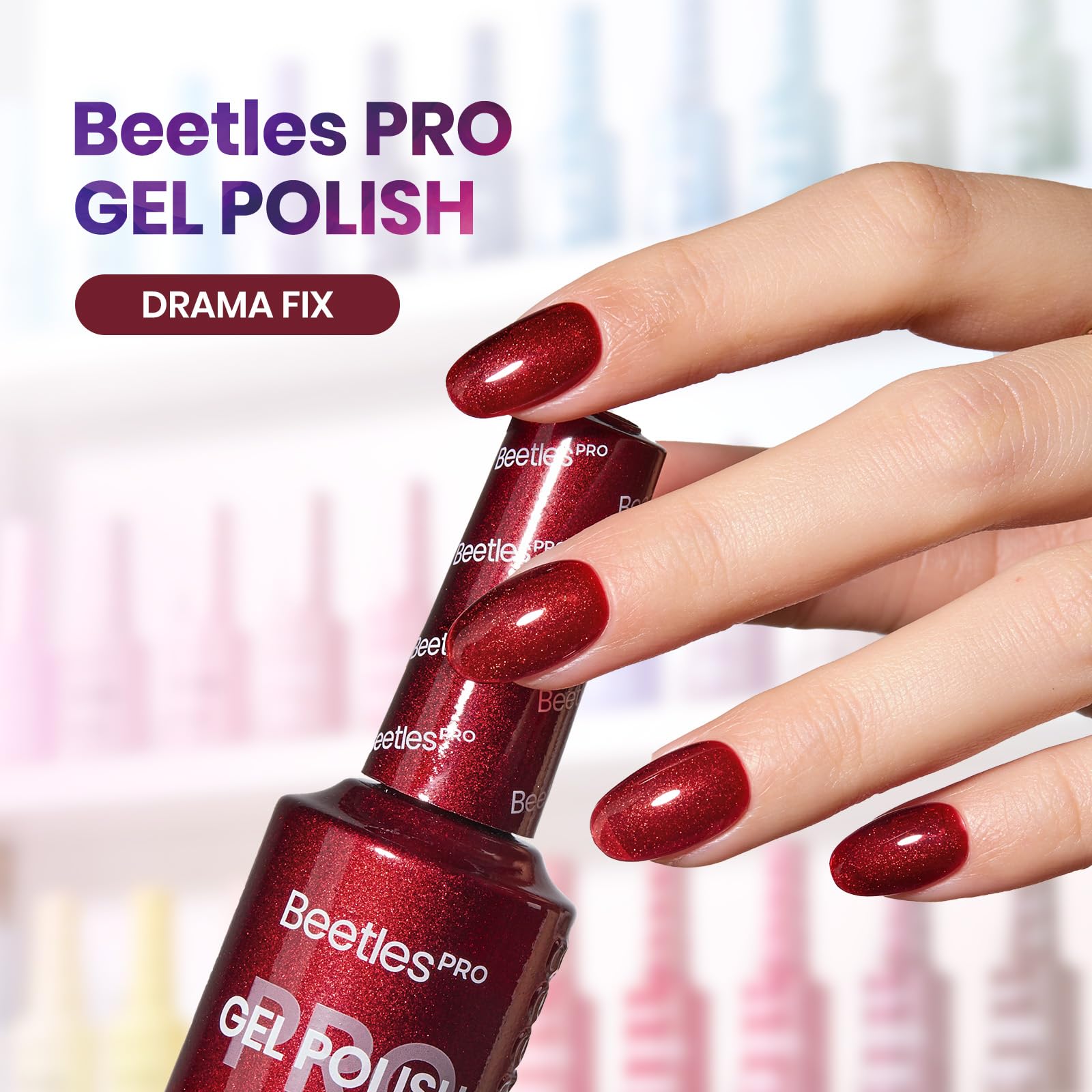 Beetles Pro Red Gel Polish - Drama Fix Cherry Red Color 20ML Glitter Gel Polish