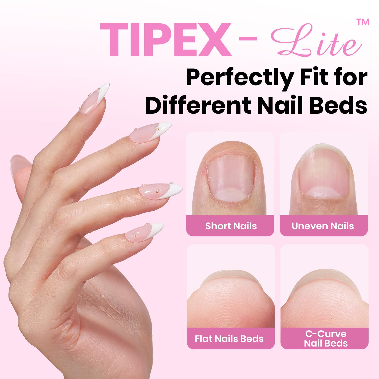 Beetles Tipex Lite Apex Nail Tips - Almond Medium 512pcs 16 Sizes