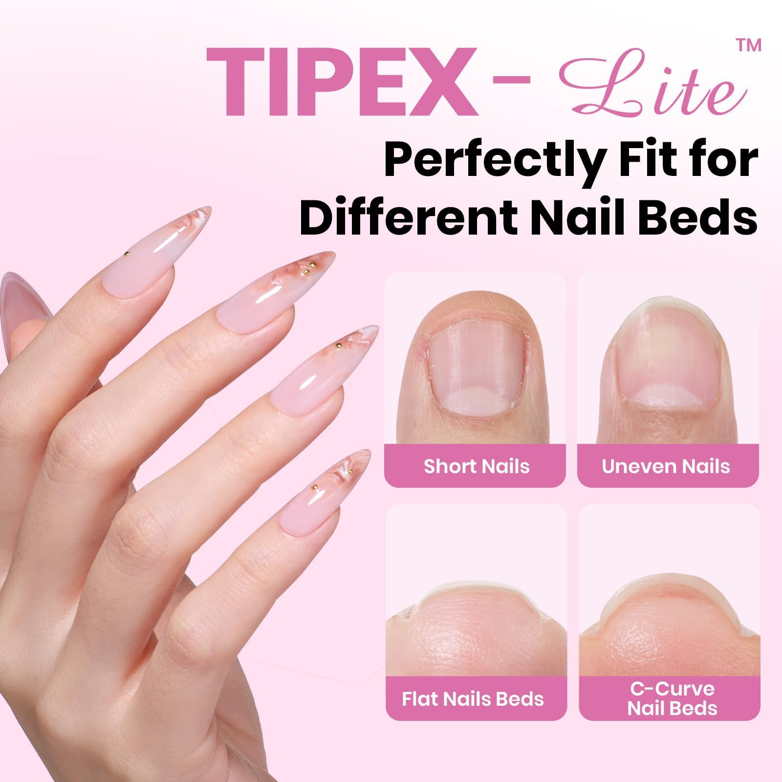 Beetles Tipex Lite Apex Nail Tips - Stiletto Medium 512pcs 16 Sizes