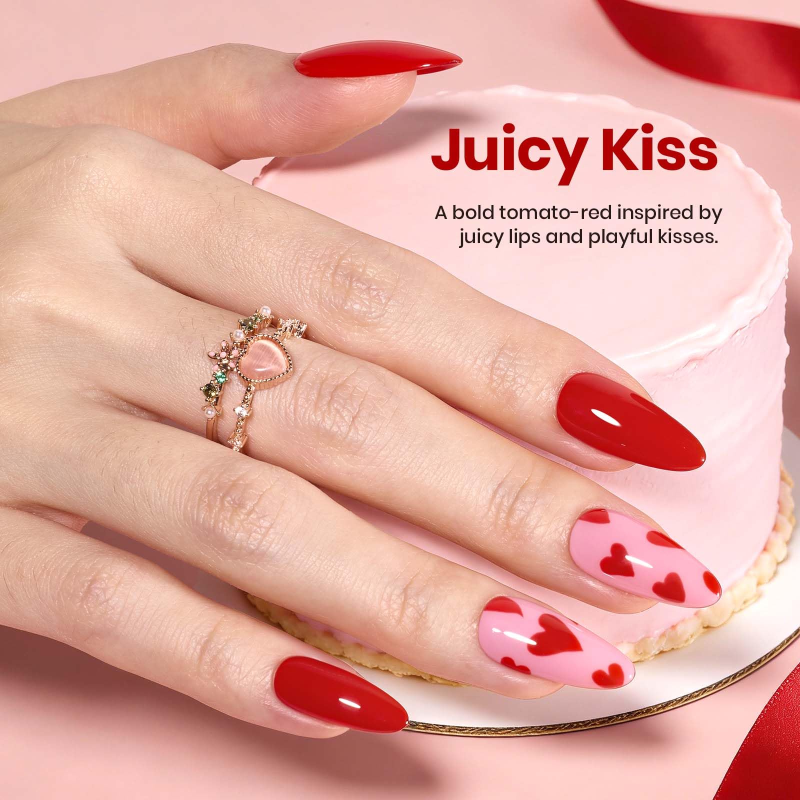 Beetles Valentine Nails Must-Have - 7ml Red Gel Liner Polish for French Tip Swirl Nail Art