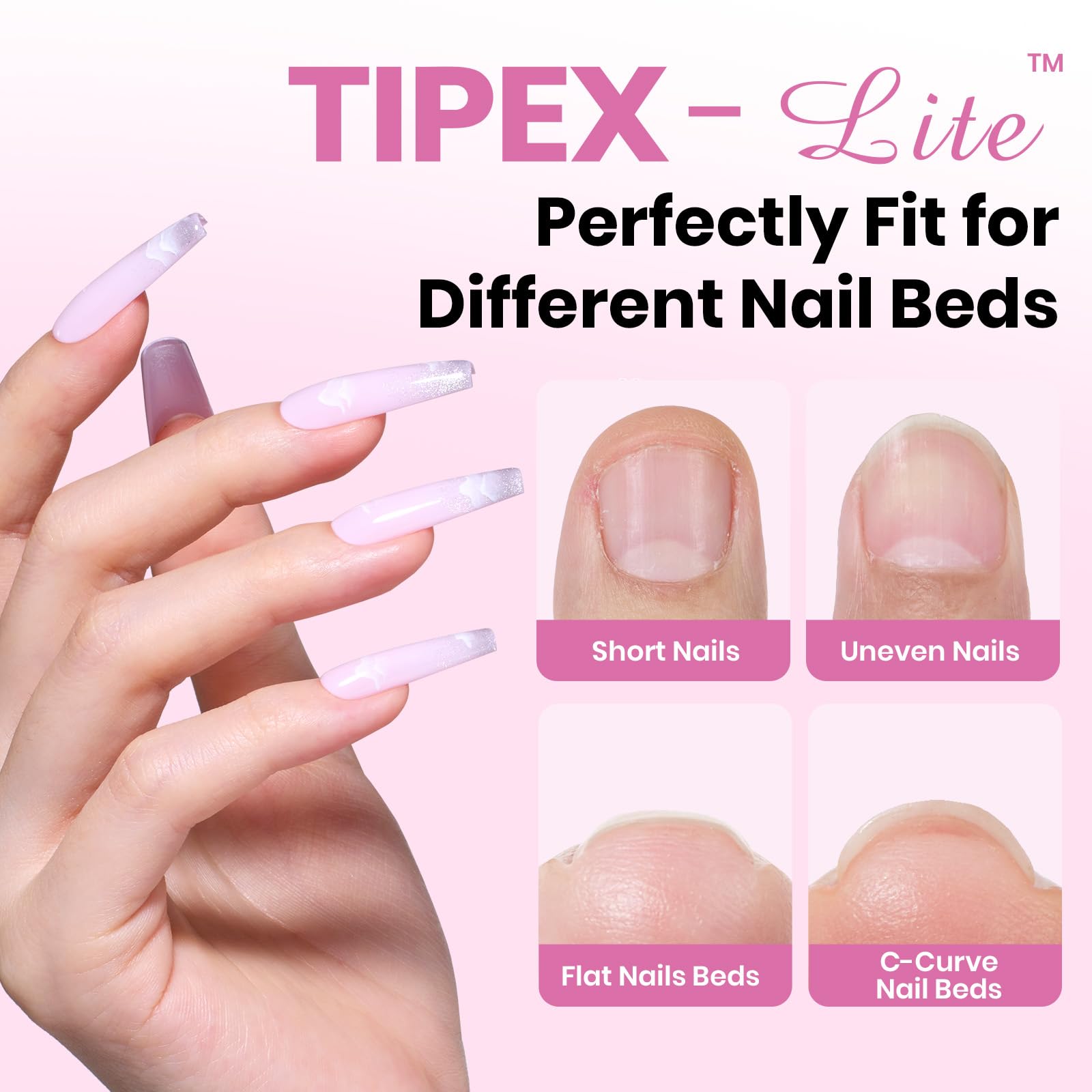 Beetles Tipex Lite Apex Nail Tips - Coffin Long 256pcs 16 Sizes