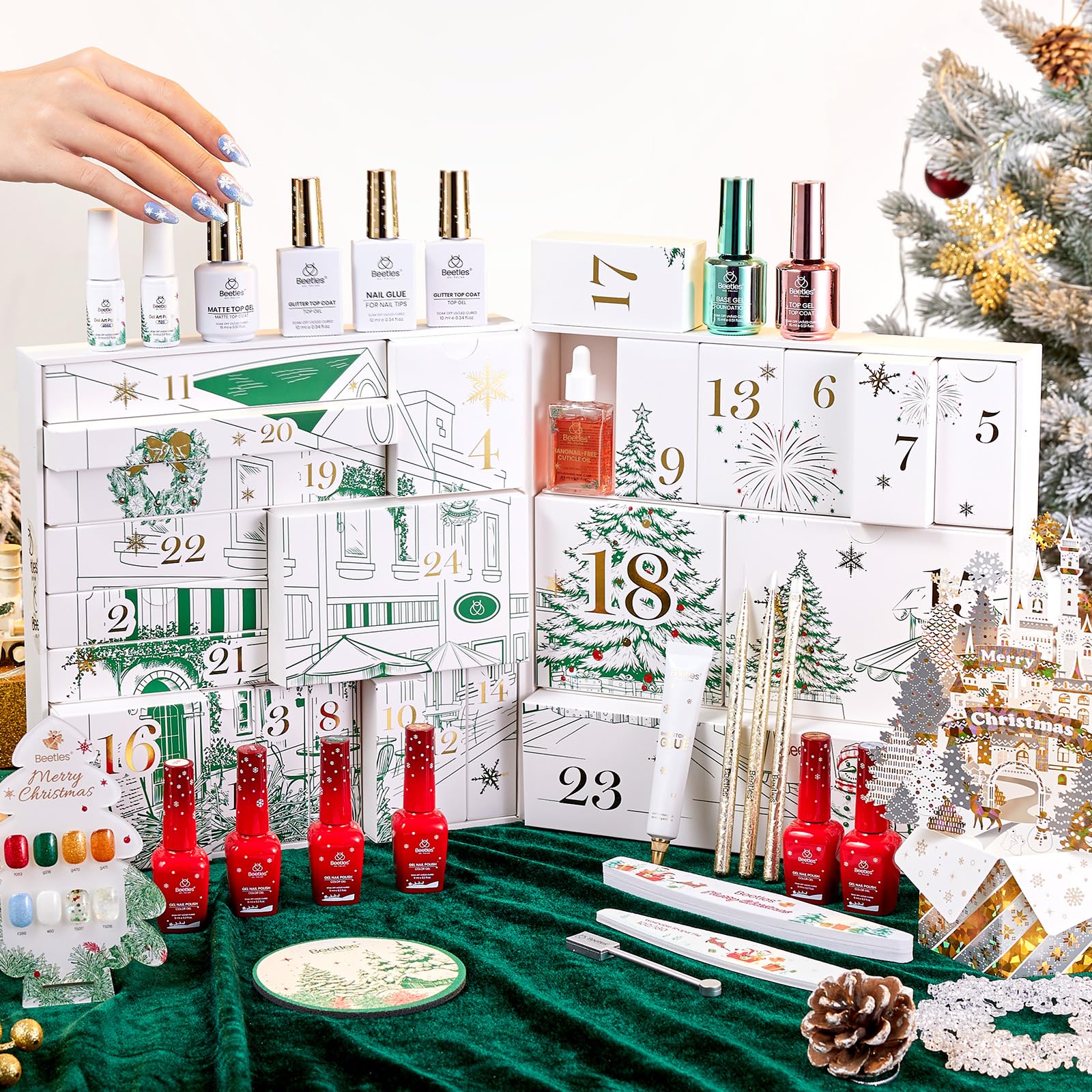 Beetles Gel Polish Merry Glitzmas 2026 Gift Box – Nail Art Set with Fe