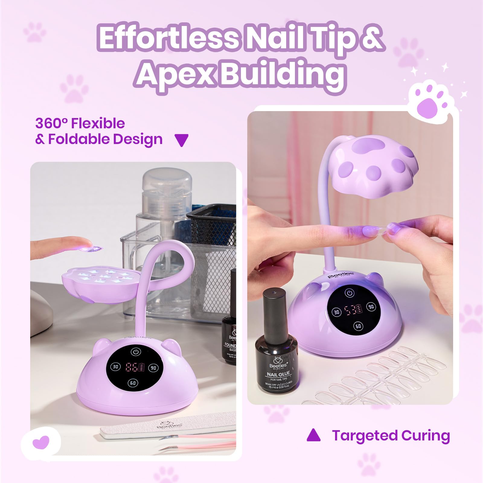 Beetles 360° Flexible Gooseneck UV Nail Lamp Purple Color