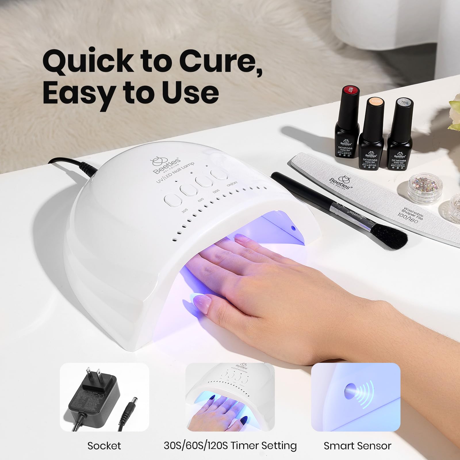 Beetles UV Nail Lamp - LED Nail Lamp with 3 Timer 30/60/120s UV Light