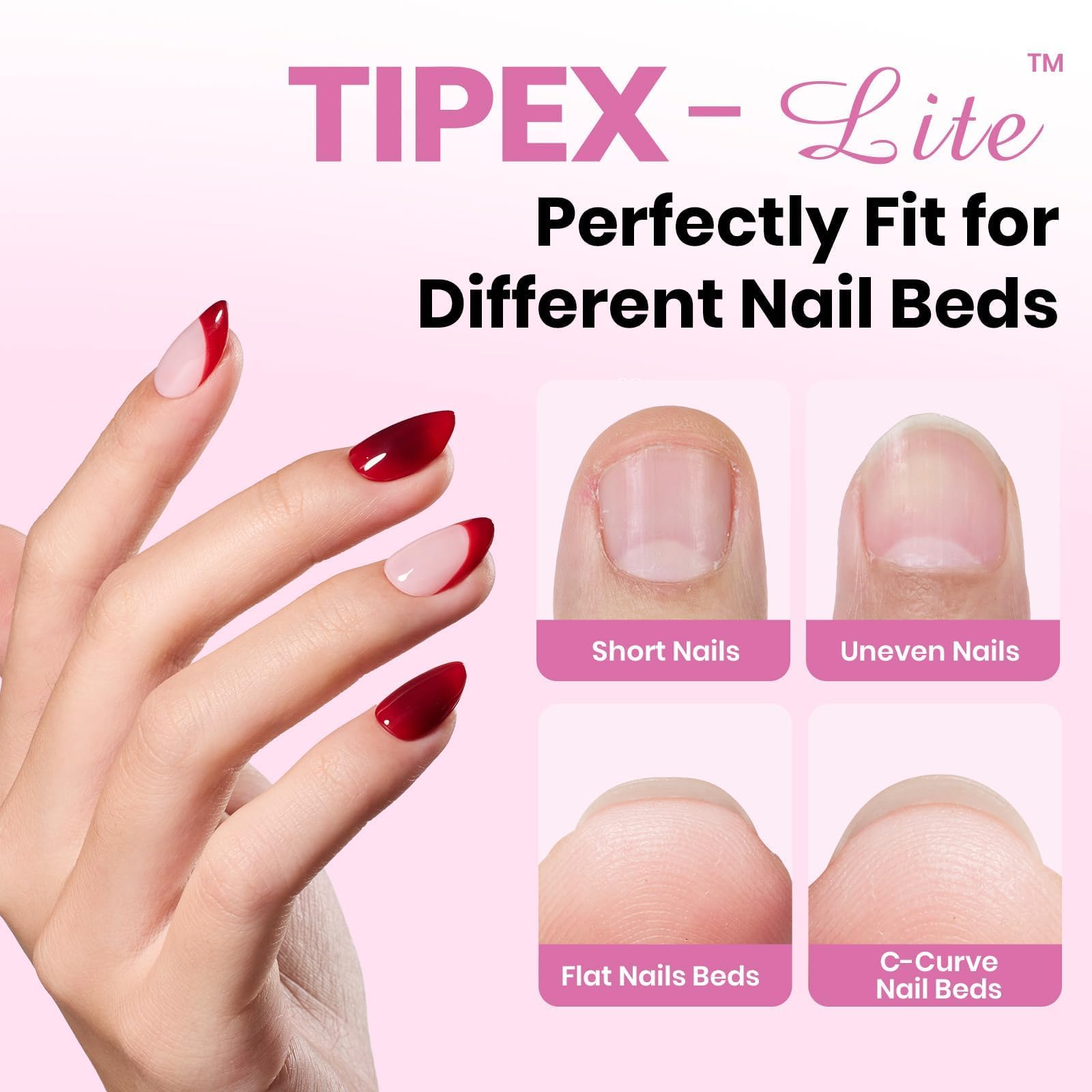 Beetles Tipex Lite Apex Nail Tips - Almond Short 512pcs 16 Sizes