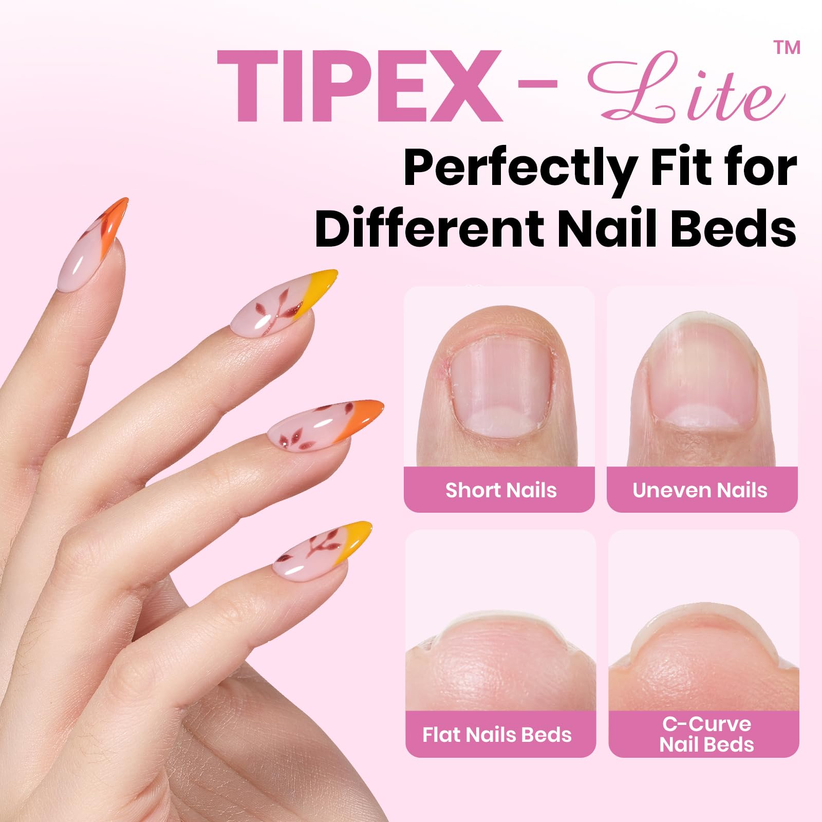 Beetles Tipex Lite Apex Nail Tips - Almond Medium 256pcs 16 Sizes
