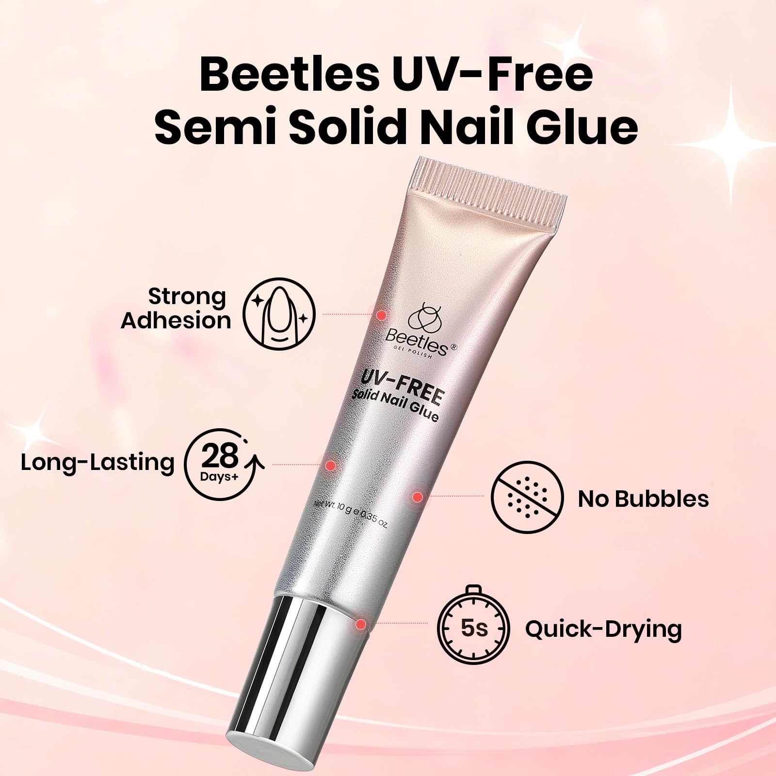 Beetles Super Strong Nail Glue 10g for Press On Nails, No Uv Lamp Needed, Quick Drying