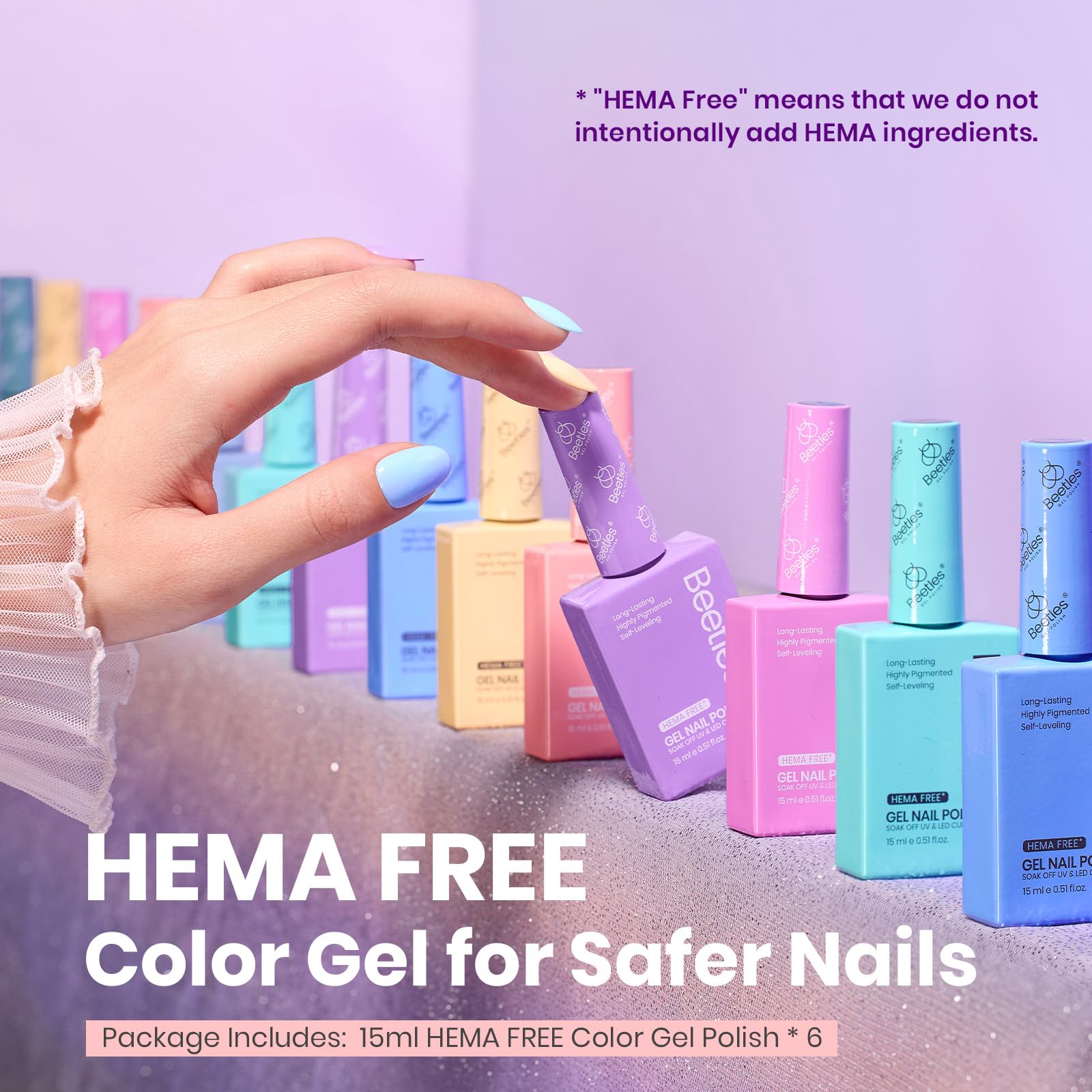Hema-free Unicorn Collection | Colorful Bottle 6 Color Each 15ml Blue Yellow Pink Gel Polish
