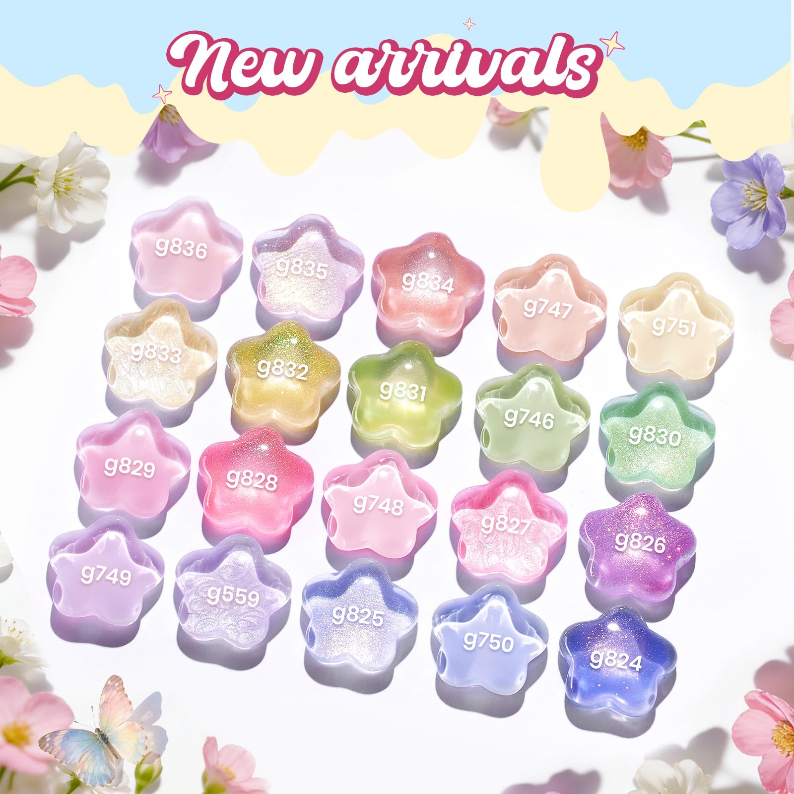 Beetles Pastel Gel Nail Polish Set - Spring Anthology 20 Colors Gel Polish Cat Eye Pink Yellow Blue Green Pearl Shimmer