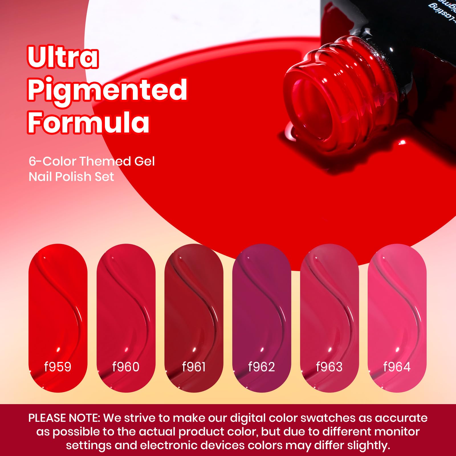 Prime Crimson Horizon -  6 Colors Burgundy Bloody Red Pink Gel Polish Set