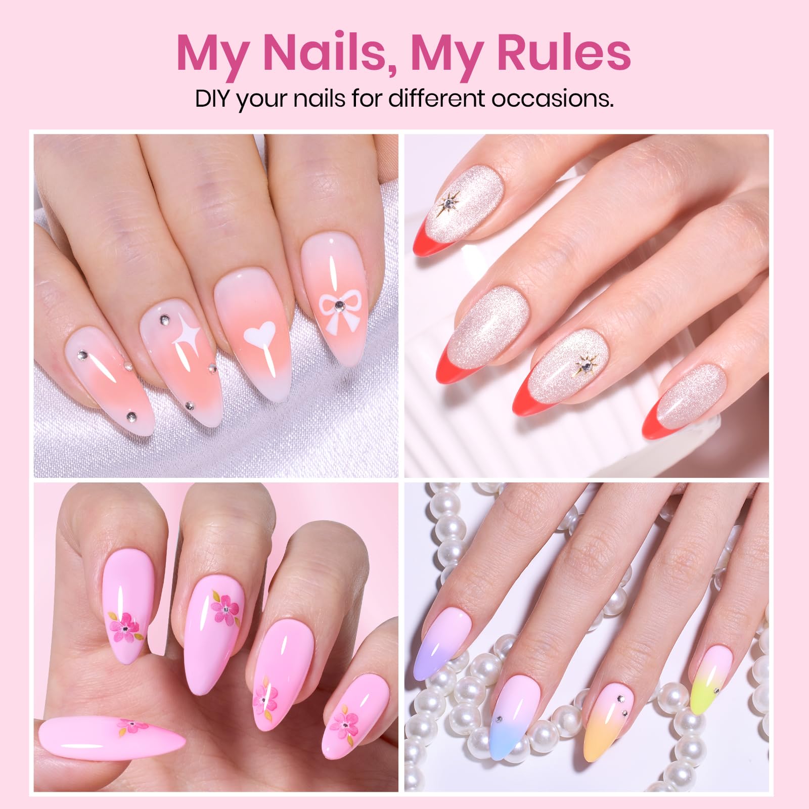 Beetles Almond Medium Nail Tips 576pcs 12 Sizes DIY Nail Extension Gift for Women