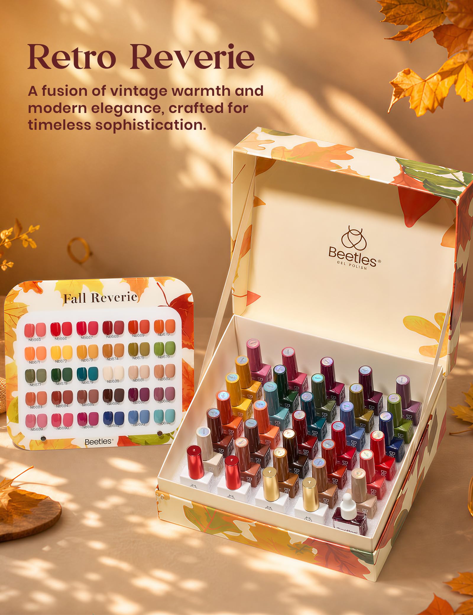Beetles Retro Reverie Gel Nail Polish Set Hema-Free 30 Colors Autumn Burgundy Orange Colors