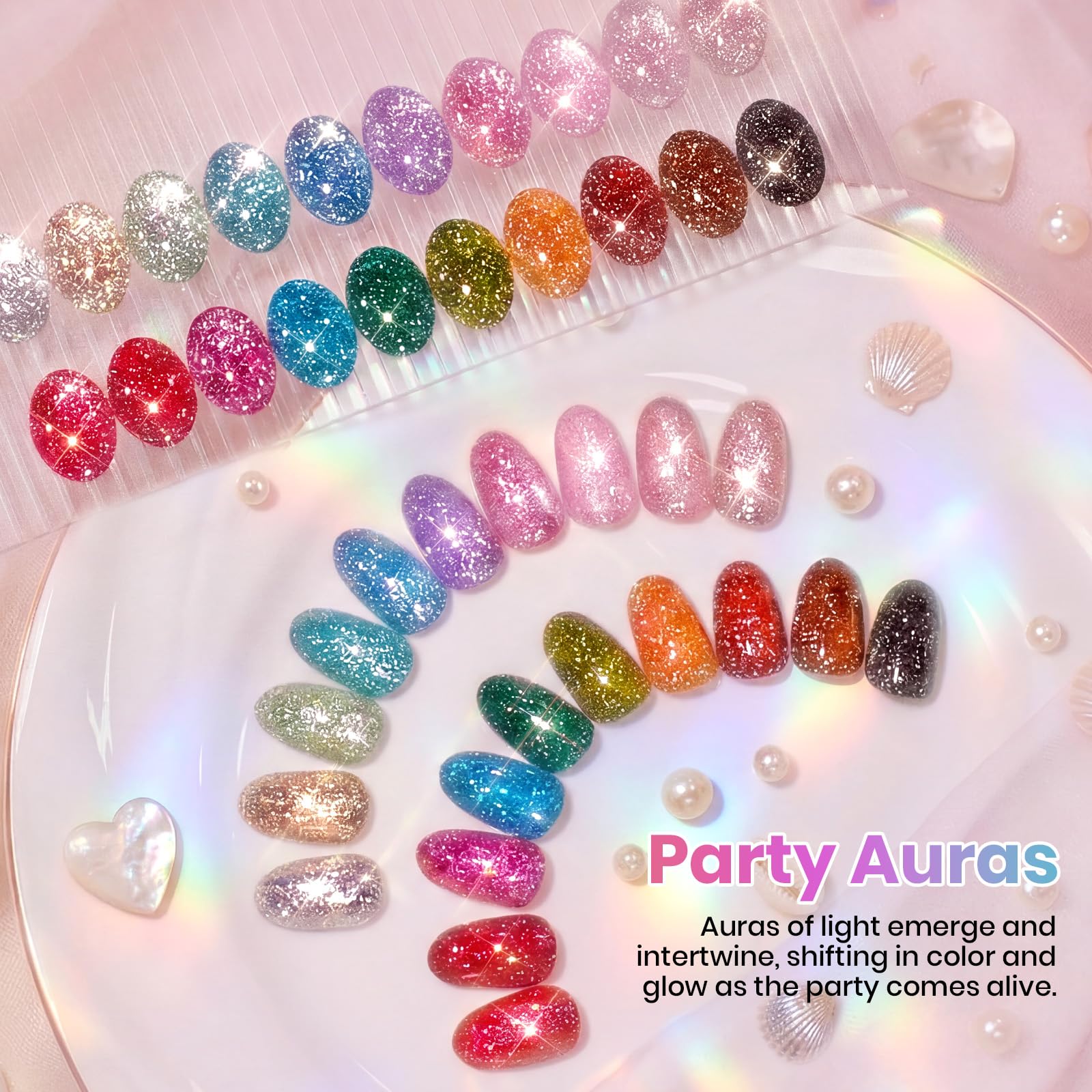 Beetles Glitter Gel Nail Polish Set Party Auras 20 Colors Sparkle and Diamond Shimmer Nail Art