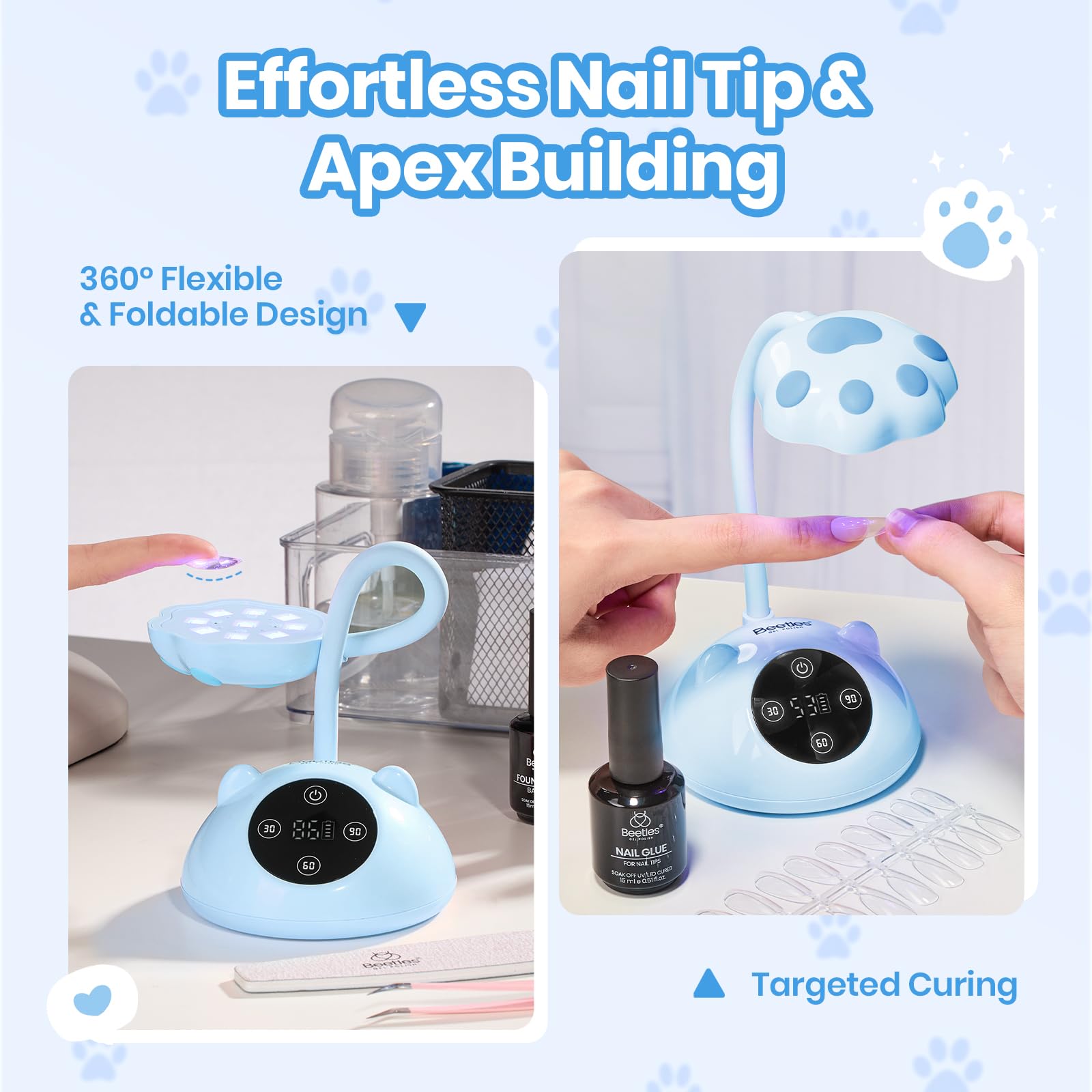 Beetles 360° Flexible Gooseneck UV Nail Lamp Blue Color