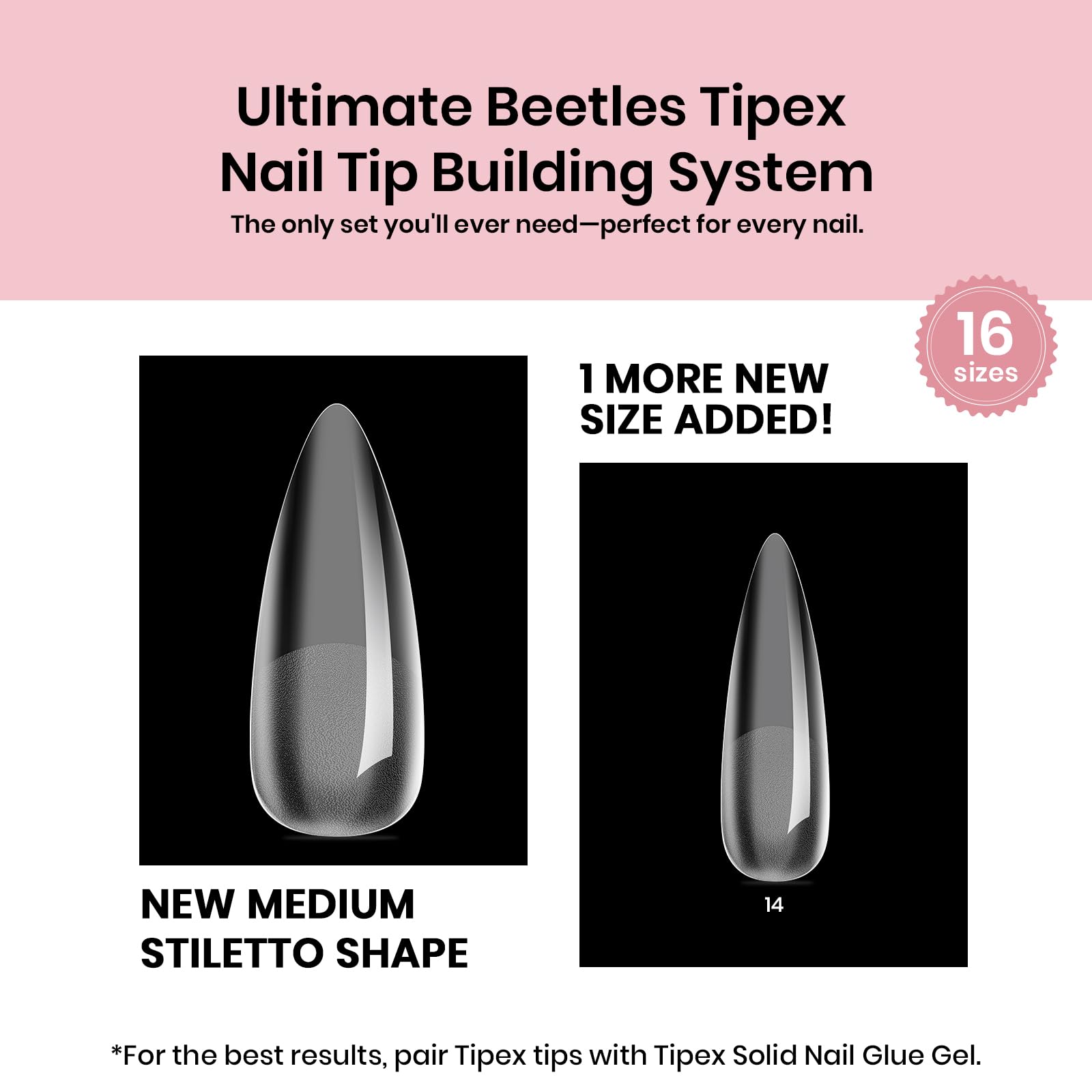 Beetles Medium Stiletto Tipex Nail Tips | 192 Pcs