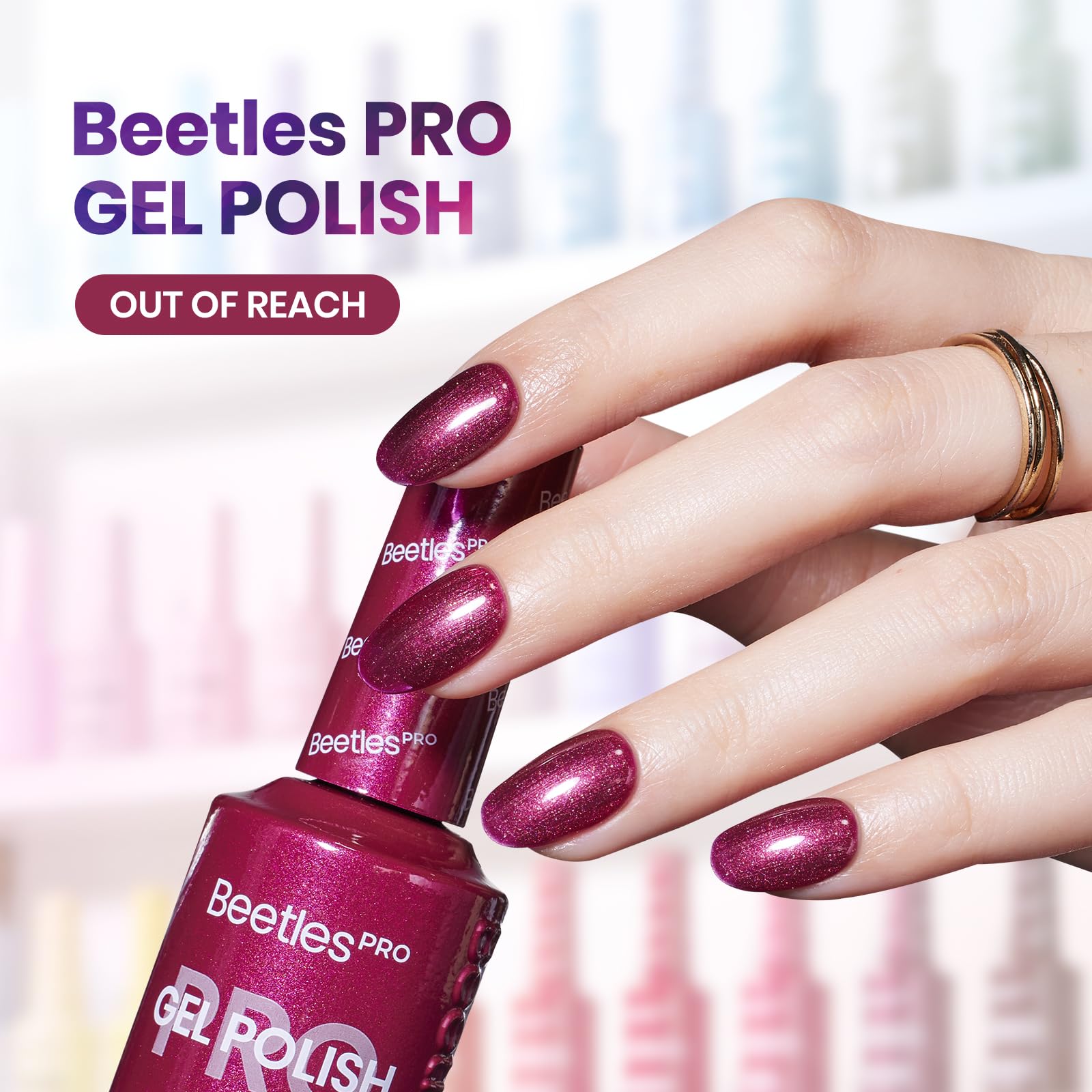 Beetles Pro Shimmer Gel Polish - Out of Reach, Purple Shimmer Color 20ML Glitter Gel Polish