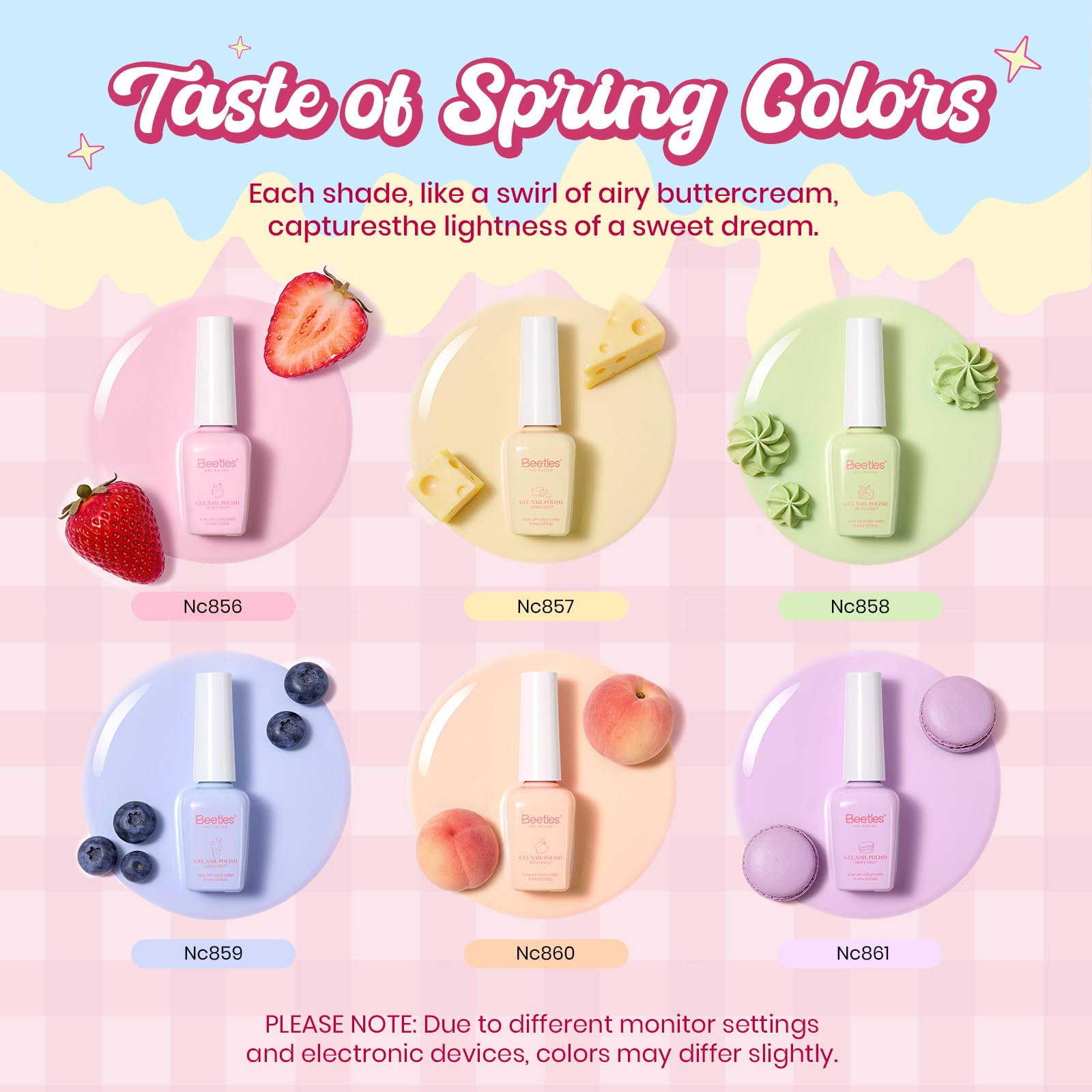 Beetles Pastel Gel Polish Set - Taste of Spring Colleciton, 6 Easter Colors Spring Nails