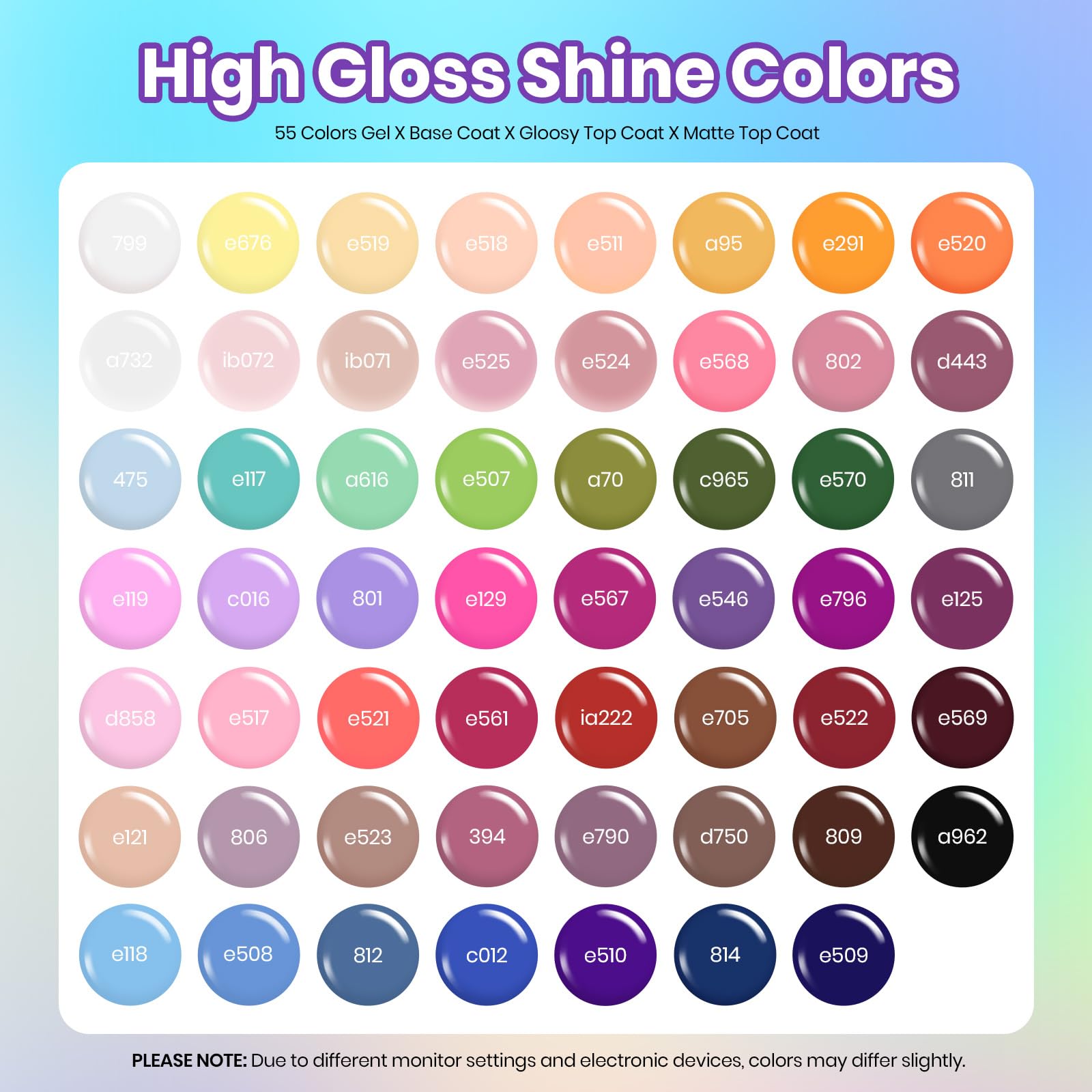 All Season Gel Nail Polish Set | 55 Nail Gel Polish Colors Kit£¨total 66pcs