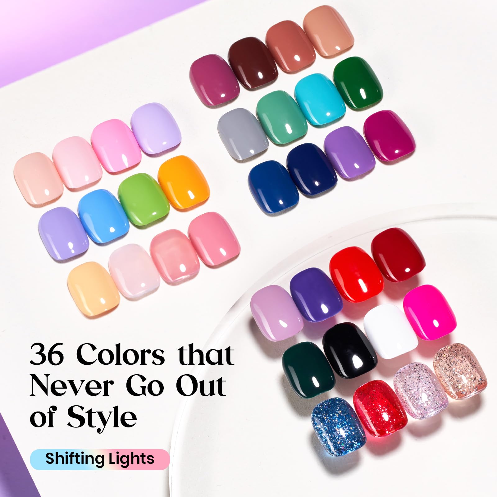 Shifting Lights - 36 Colors Brown Glitter Fall Gel Nail Polish Kit