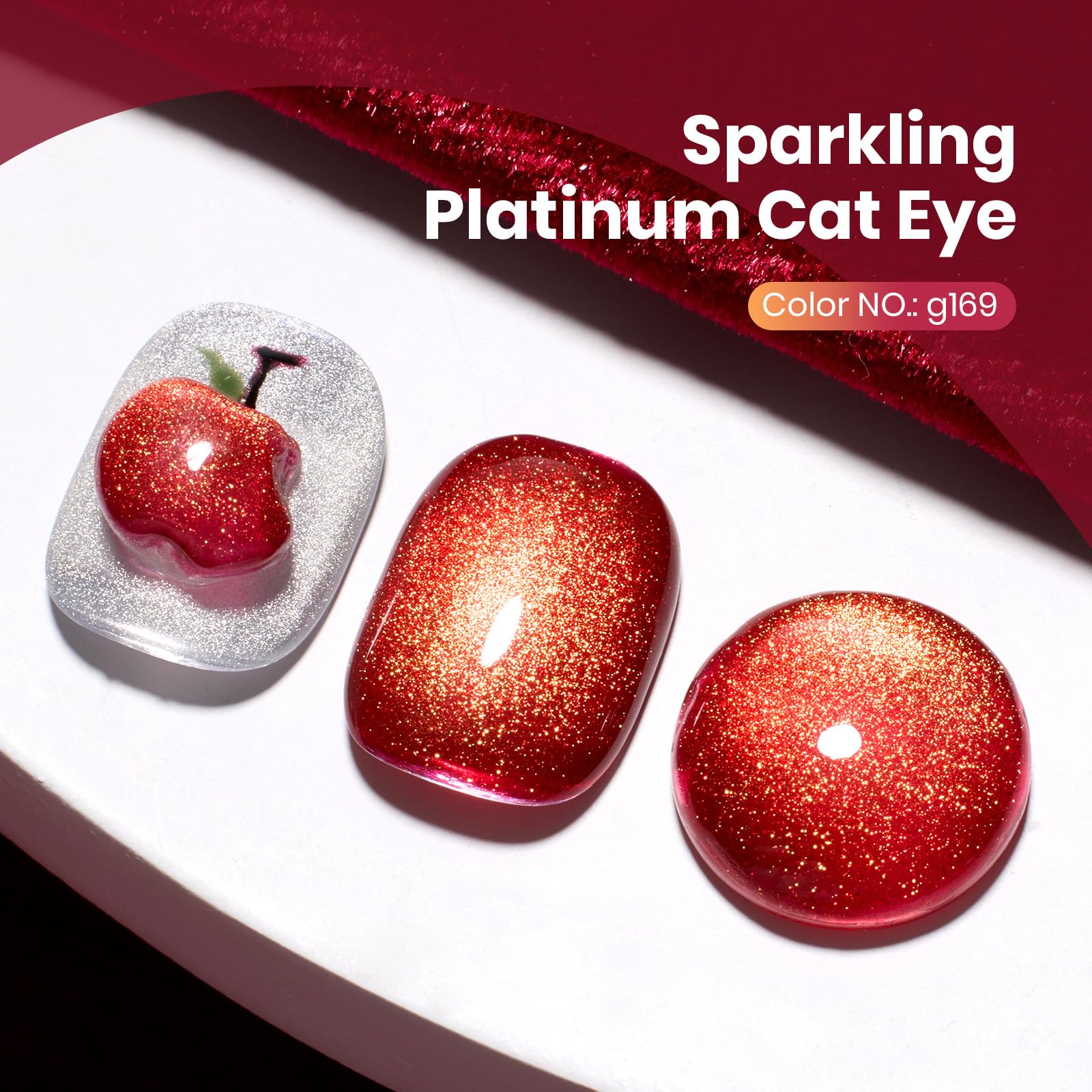 Twilight Toast - 15ML Cherry Red Glass Magnetic Cat Eye Glitter Gel Nail Polish