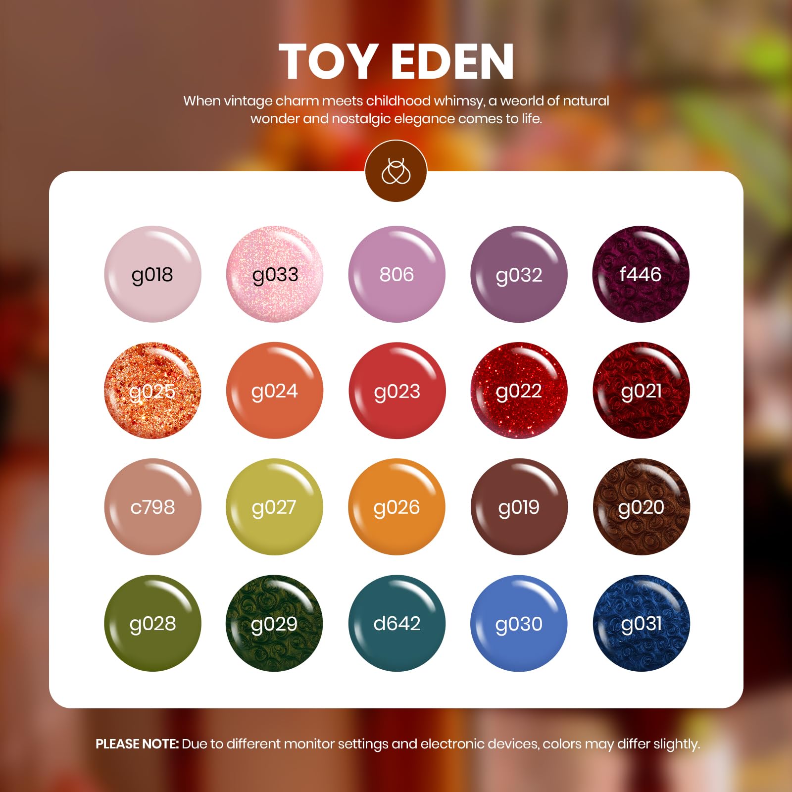 Toy Eden- 20 Colors Fall Glitter Gel Nail Polish Kit