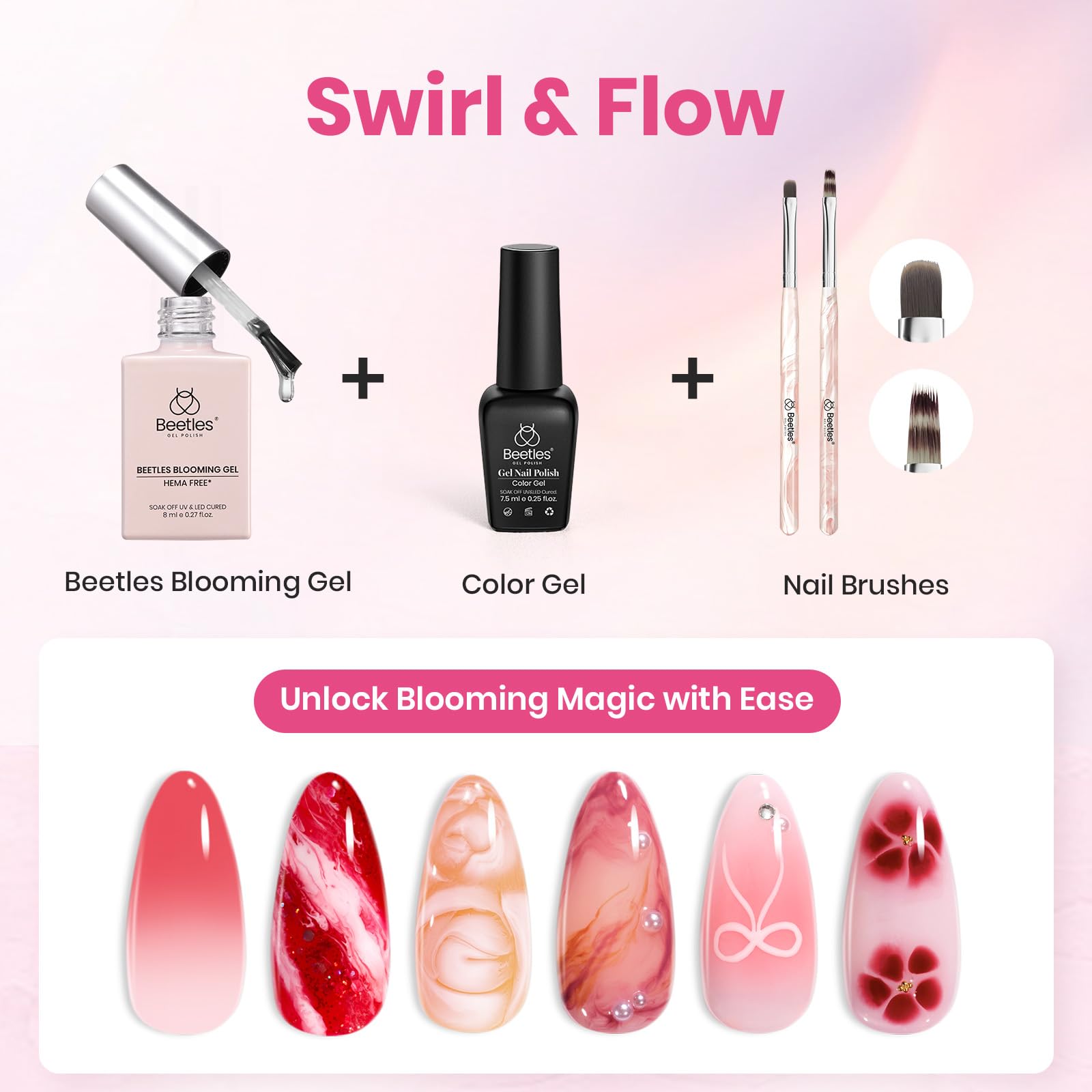 Blooming Gel and Nail Art Brushes Set - Ombre Nail