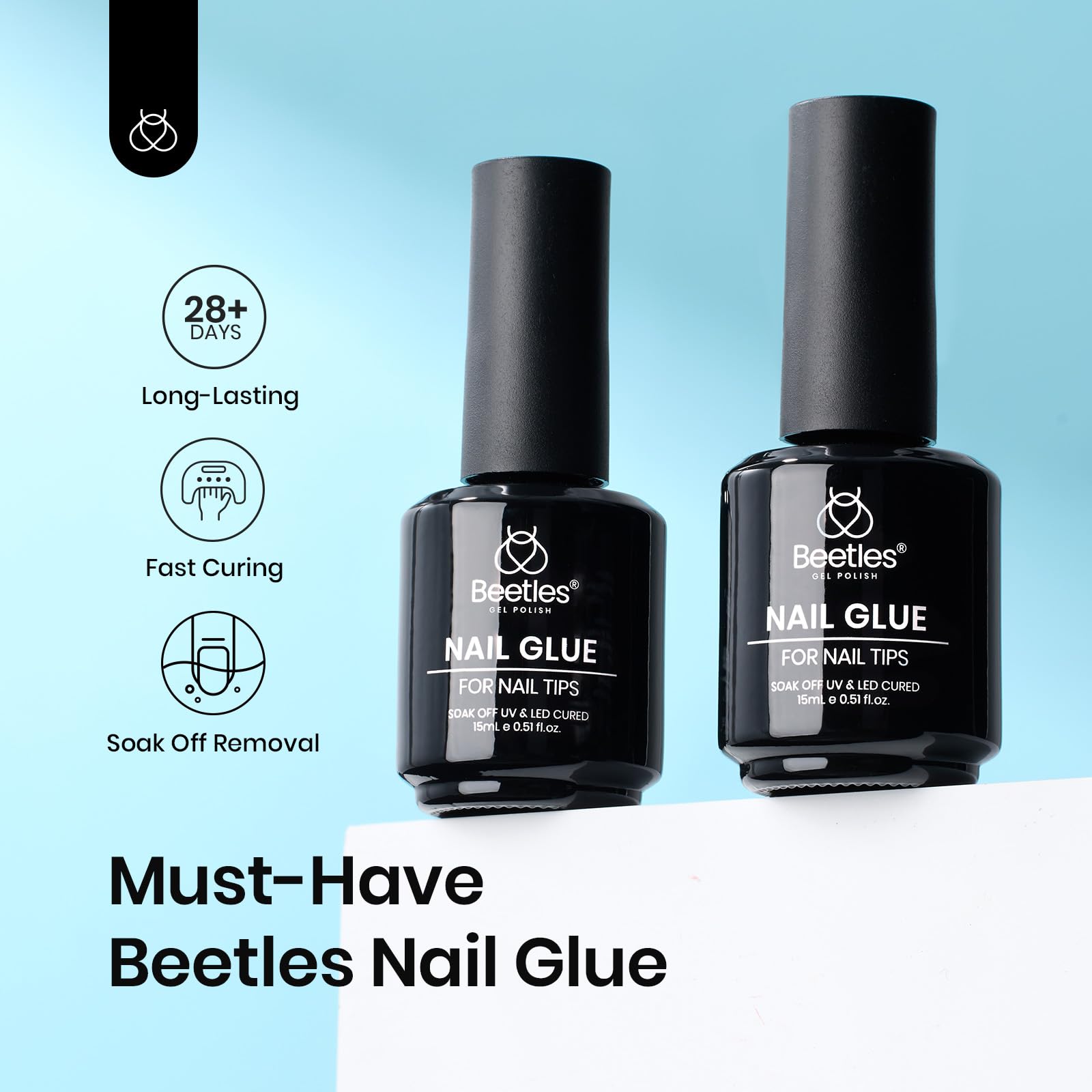 Beetles Gel Polish 9 In 1 Gel Nail Glue for Clear Acrylic Nail Tips 2 Pcs 15ml Long Lasting Nail Gel Kit
