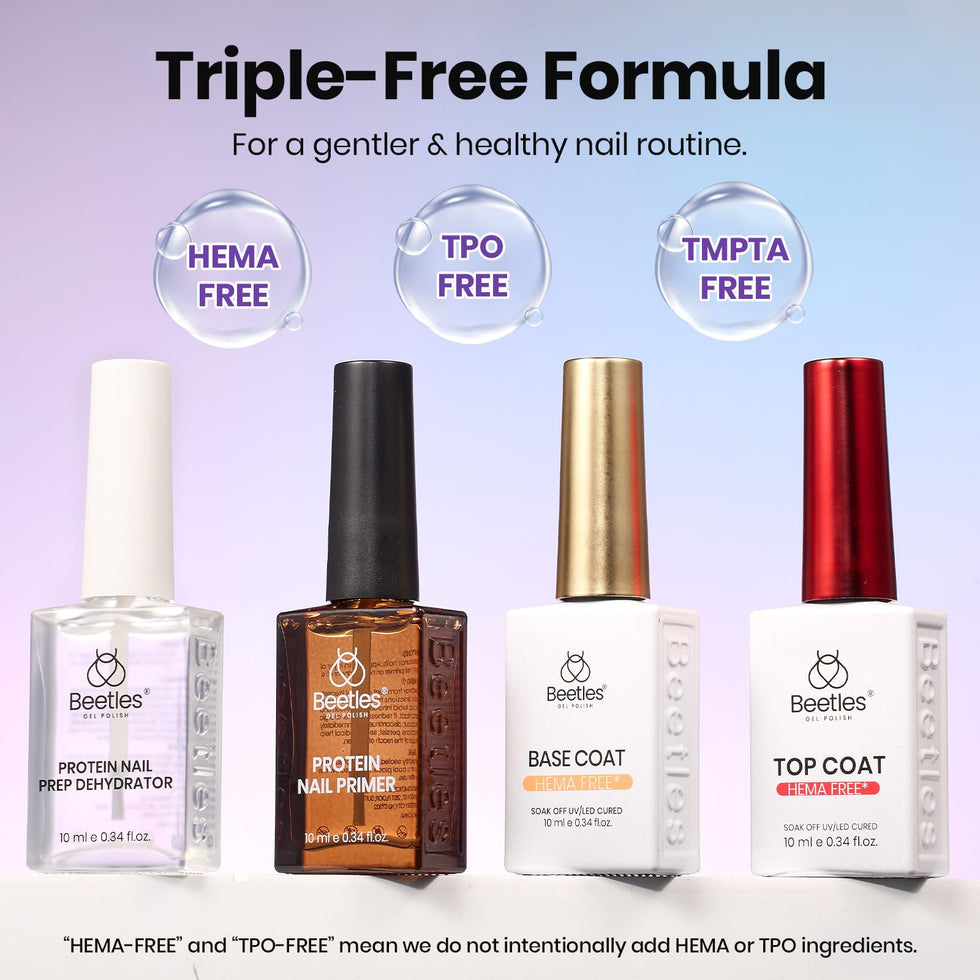 Beetles 4 Pcs Triple-Free Formula Protein Nail Prep Dehydrator & Prime ...