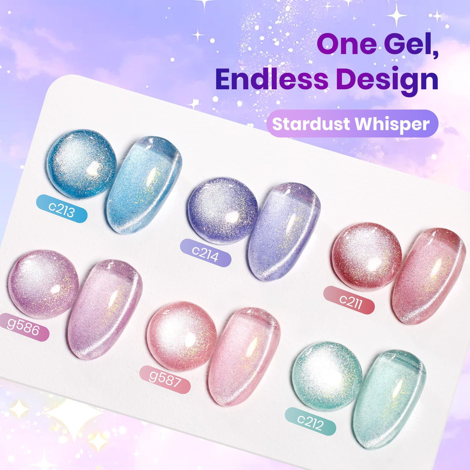Beetles Gel Nail Polish Summer Nails Stardust Whisper 6 Colors 15ML Pink Blue Purple Cat Eye Glitter Velvet Gel Magnet