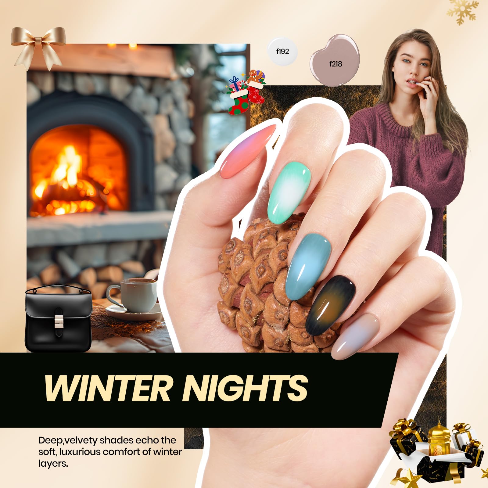 Beetles Gel Nail Polish Kit with U V Light - 54 Pcs 32 Colors Gel Nail Kit Christmas Nails