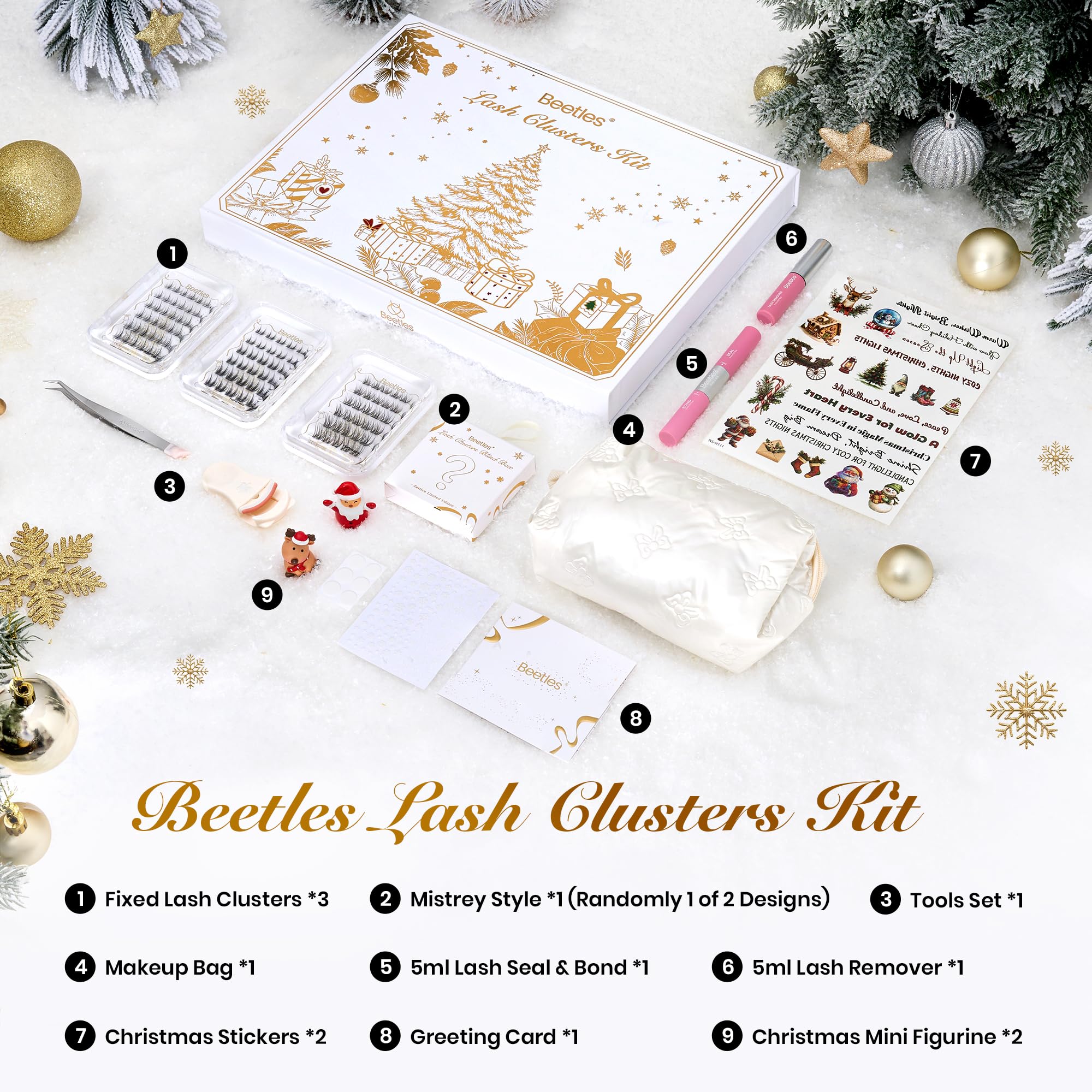 Beetles Christmas Lash Clusters Kit – DIY Eyelash Clusters Gift Set with Bond & Seal