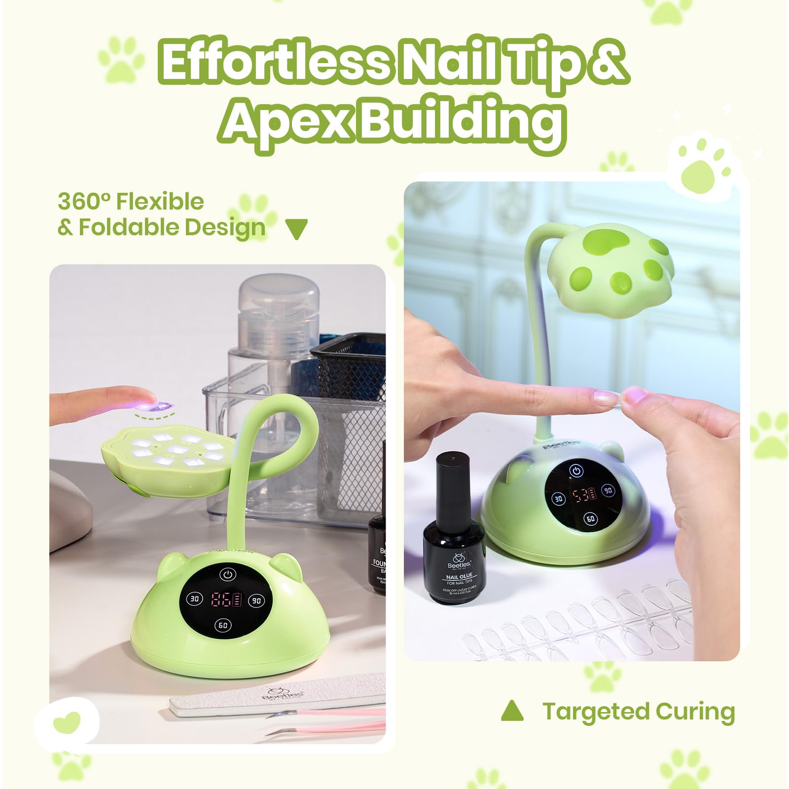 Beetles 360° Flexible Gooseneck UV Nail Lamp Green Color
