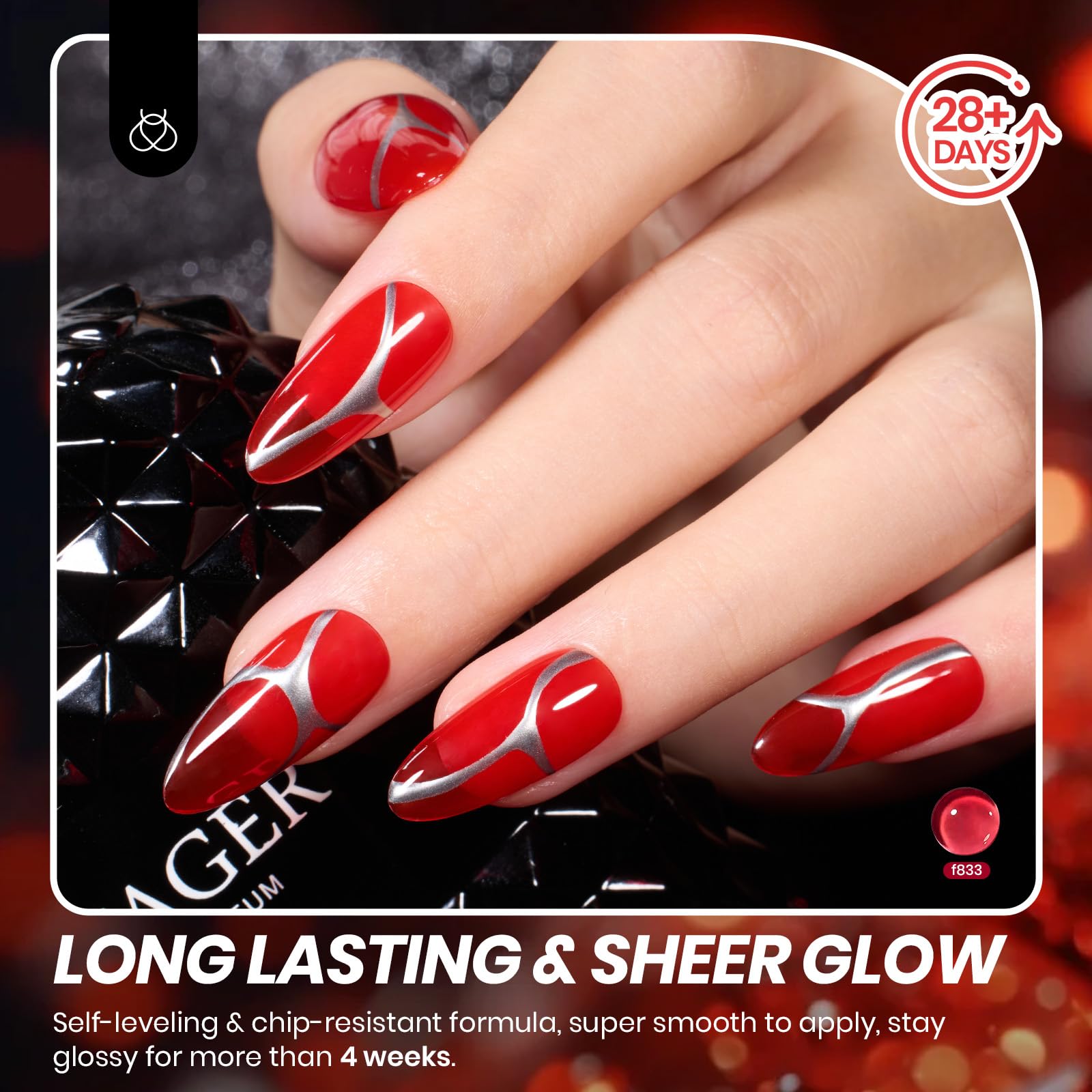 Beetles Gel Polish Luminous Ruby -  Valentines Nails 6 Colors Sheer Red Shimmer Burgundy Jelly Gel Nail Polish Set