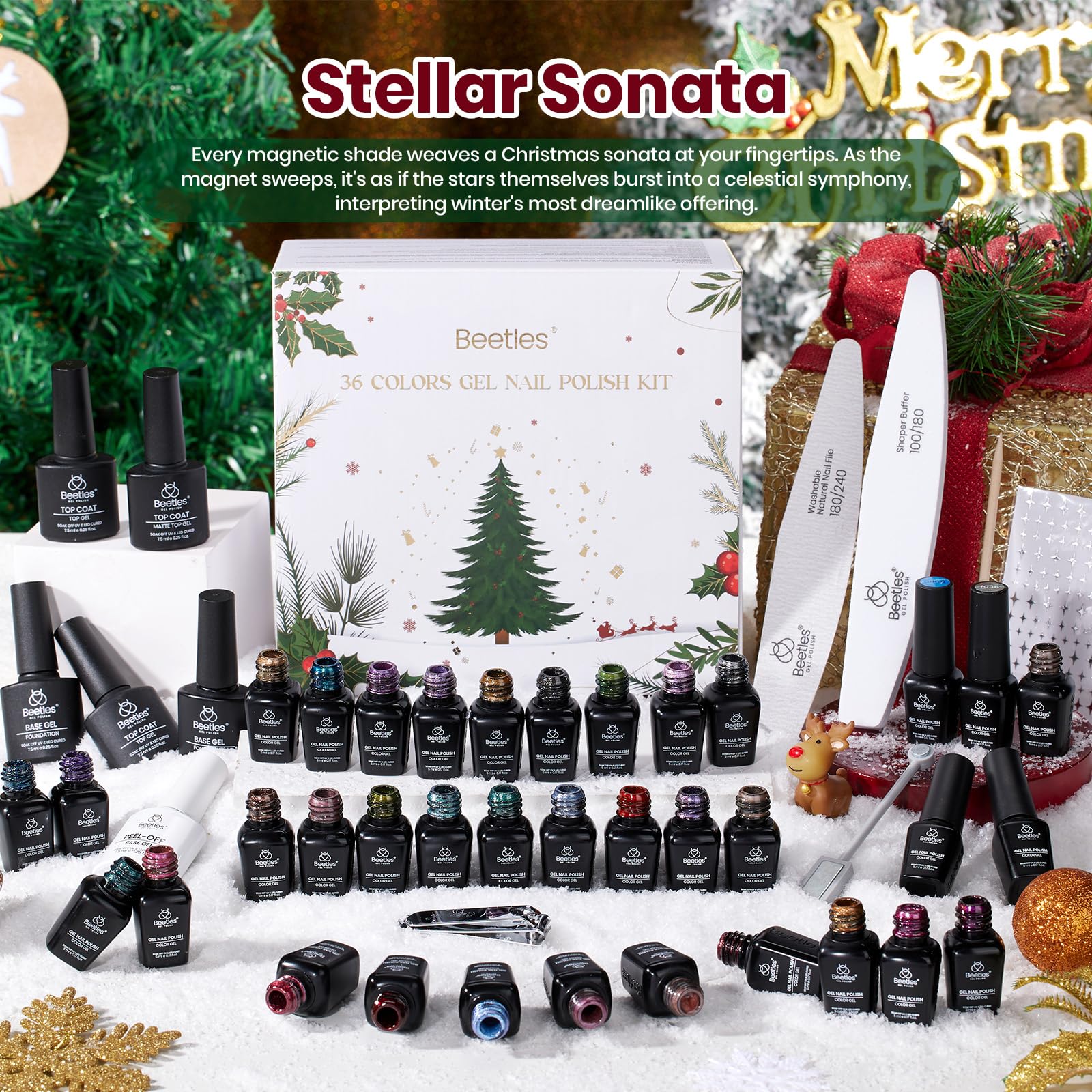 Beetles Gel Polish Stellar Sonata - 6 Colors Christmas Cat Eye Gel Nail Kit