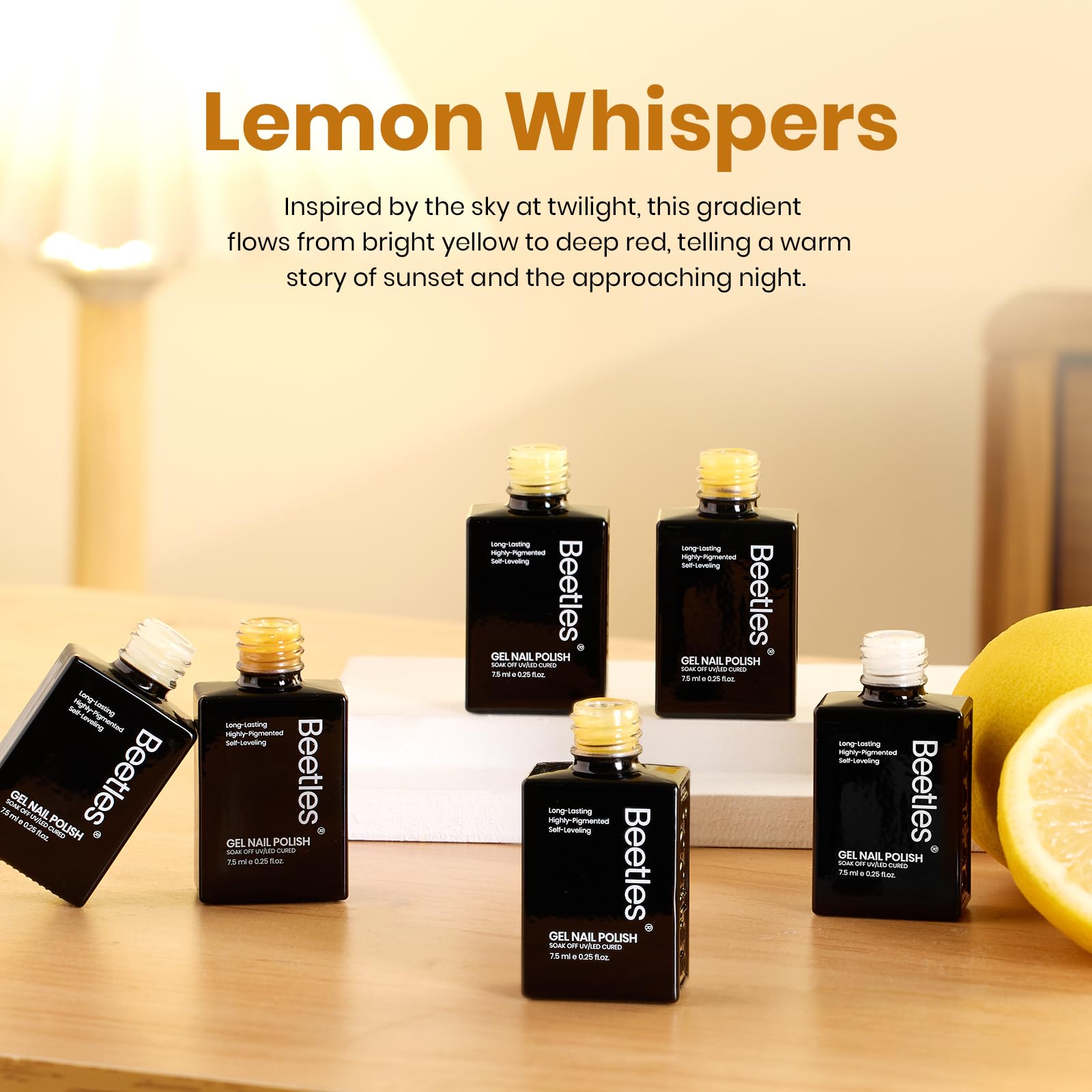Lemon Whispers - 6 Colors Fall Gel Nail Polish Set Kit