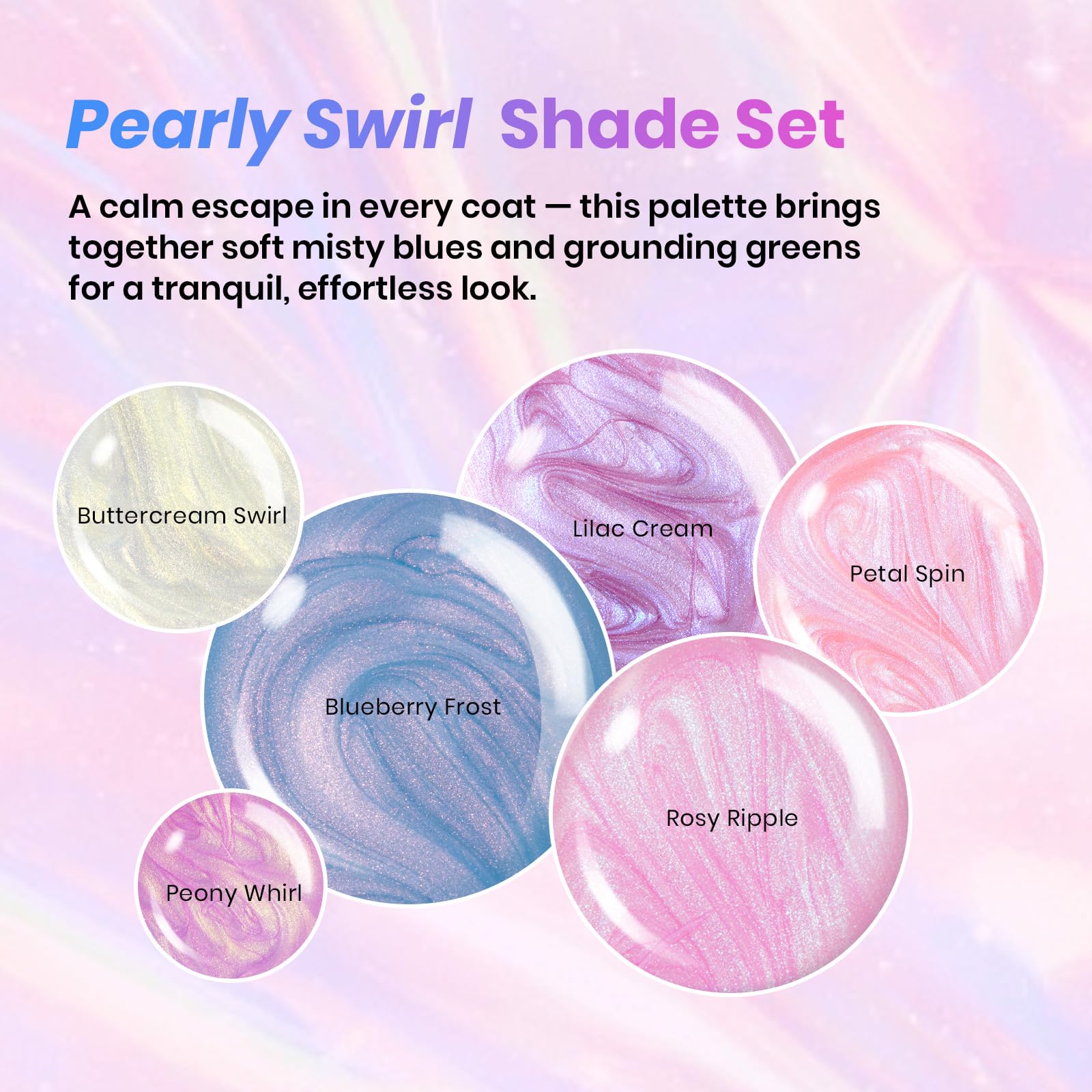 Beetles Stay Shining Gel Polish - 6 Colors Mermaid Pearly Swirl Shade Set