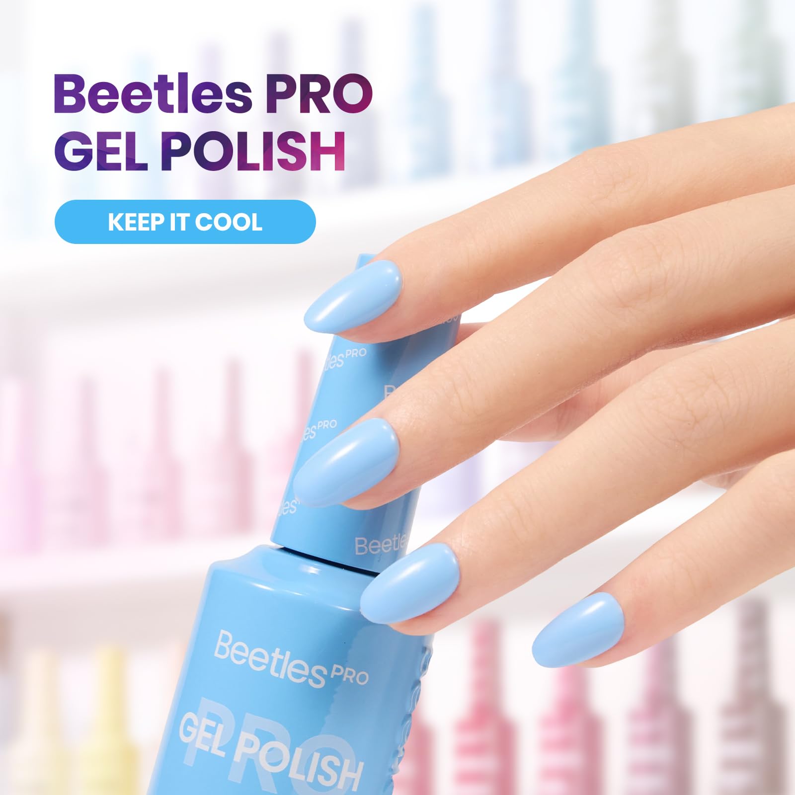 Beetles Pro Blue Gel Polish - Keep It Cool, Sky Blue Color Gel Polish, UV Nail Lamp Cure Needed Nail Arts Salon-Quality Shine Long Lasting