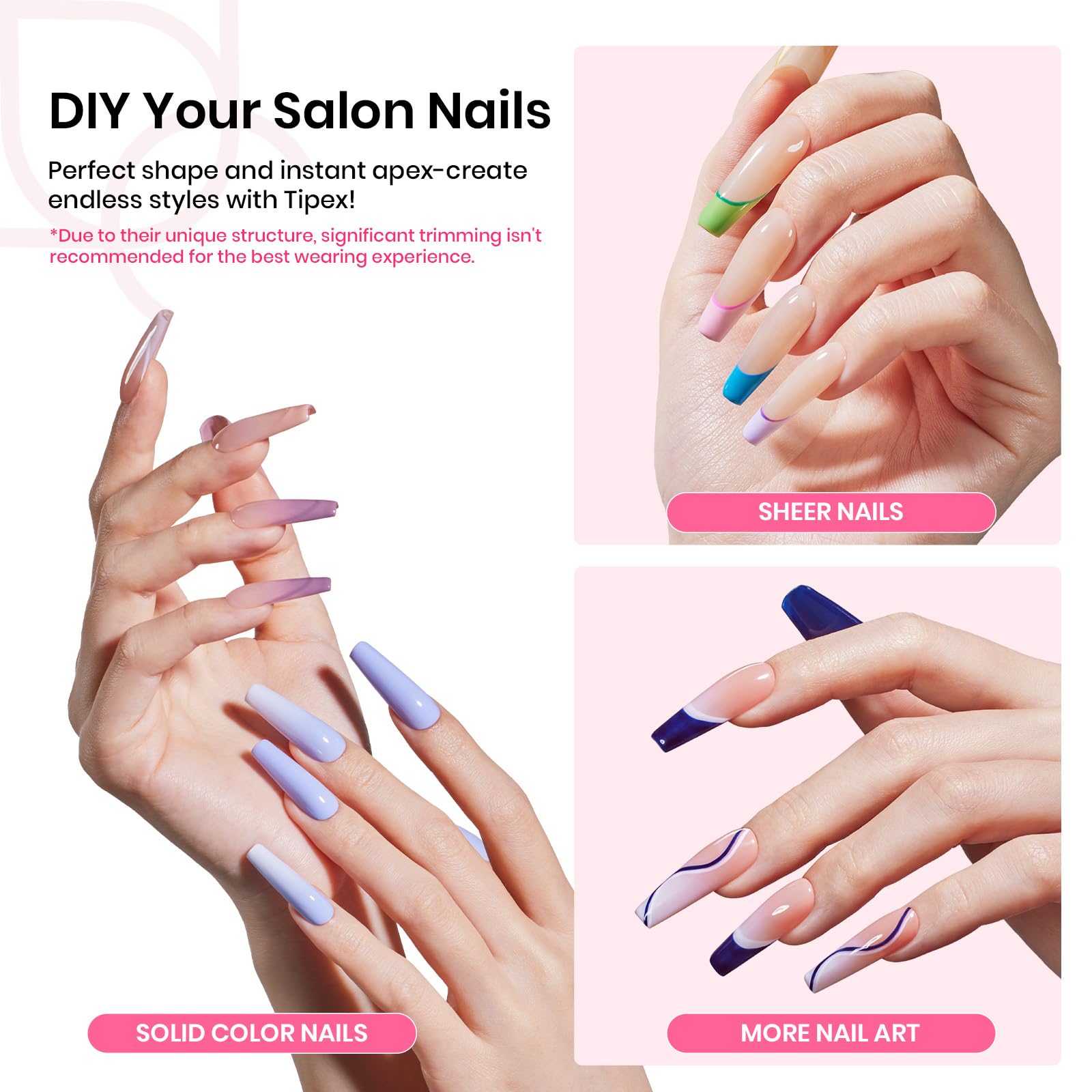 Beetles Tipex Instant Apex Nail Tips Kit - Coffin Long 224Pcs 16 Sizes