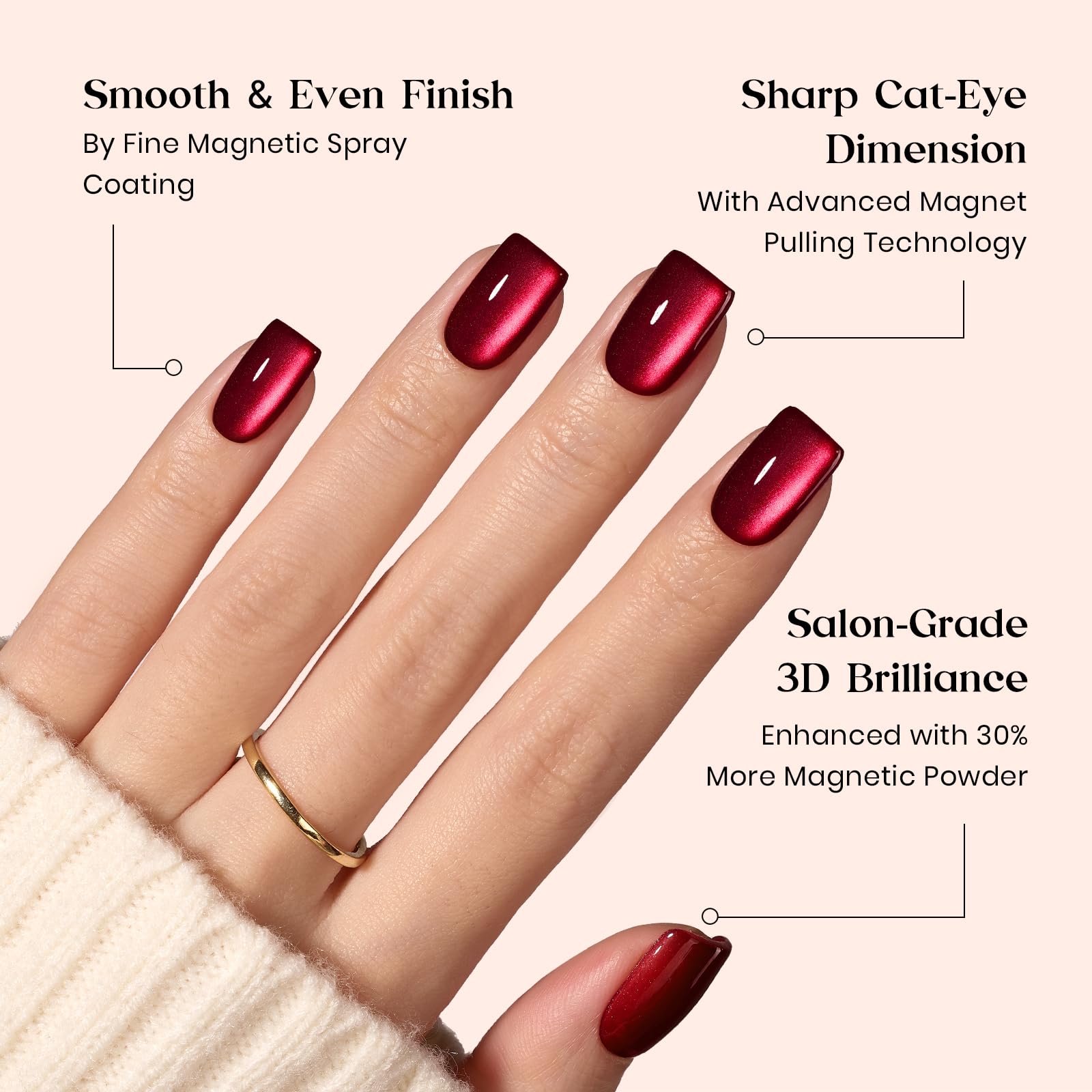 Beetles Cat Eye Nails - 16 Sizes 224 Pcs 7 Colors Short Square Press On Nails Natural Salon Quality