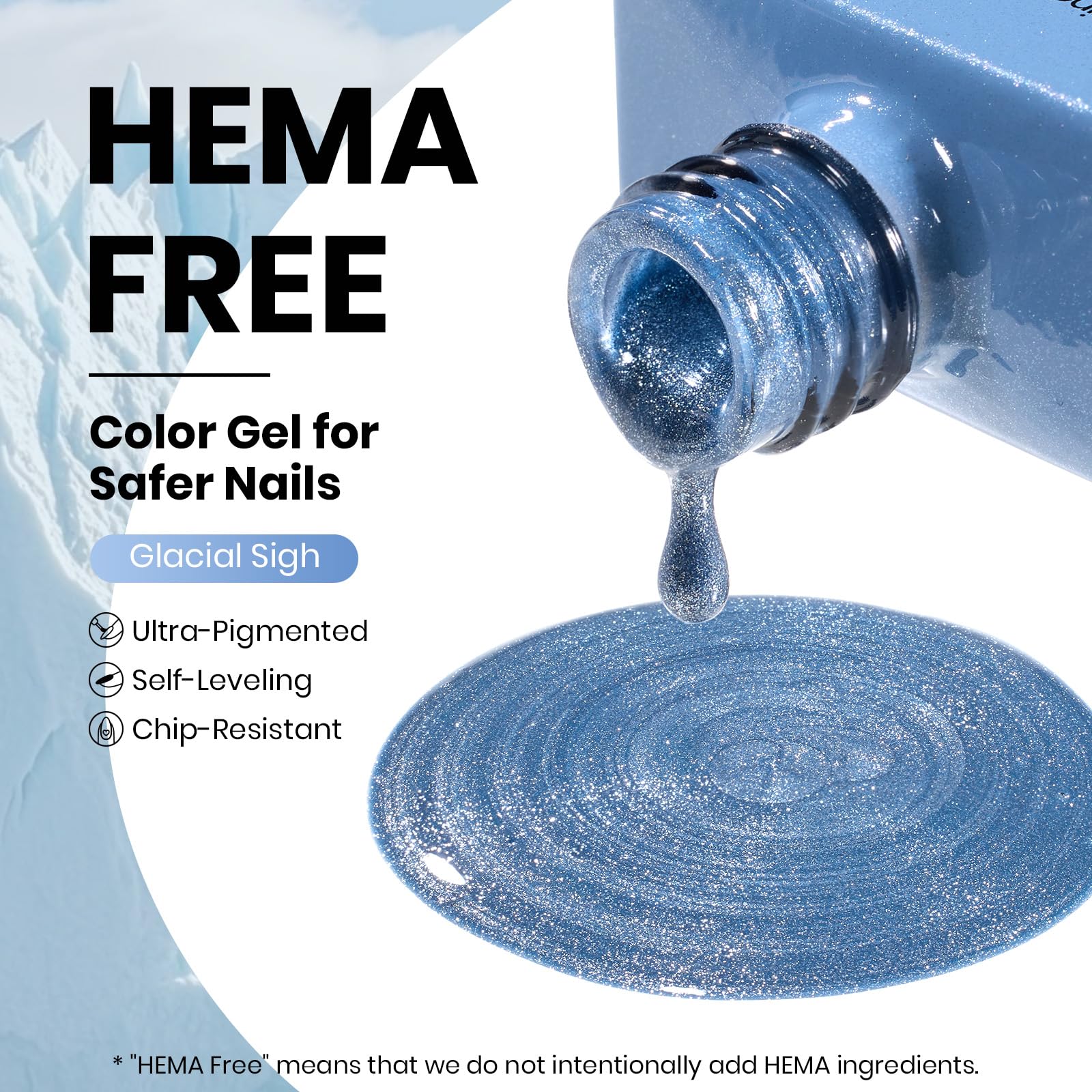 Beetles Glacial Sigh HEMA FREE Gel Nail Polish - 15ML Glassy Blue Glitter Cat Eye Gel Polish