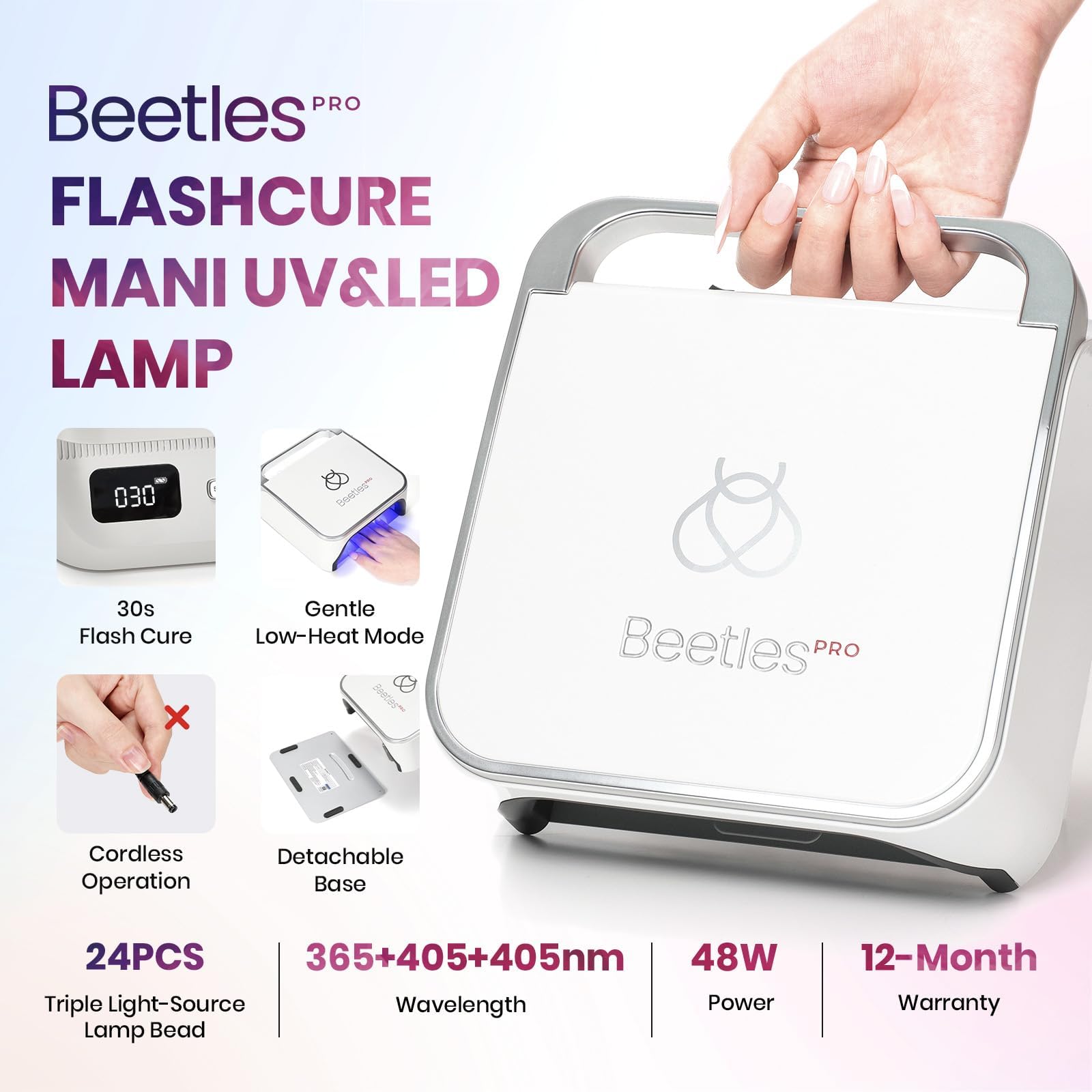 Beetles Pro Flashcure UV LED Nail Lamp 24 Triple Source Beads Gel Polish Fast Drying Nail Dryer