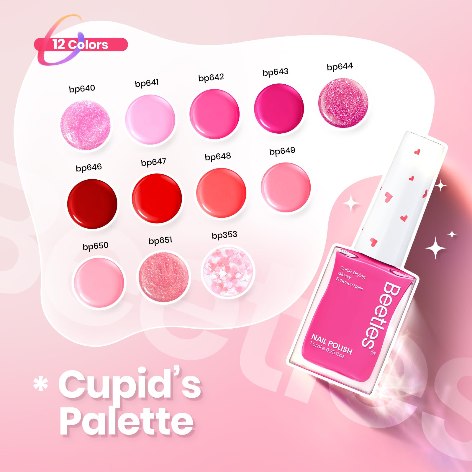 Beetles Pink Nail Polish Set - Love's Prism 12 Colors Nails Quick