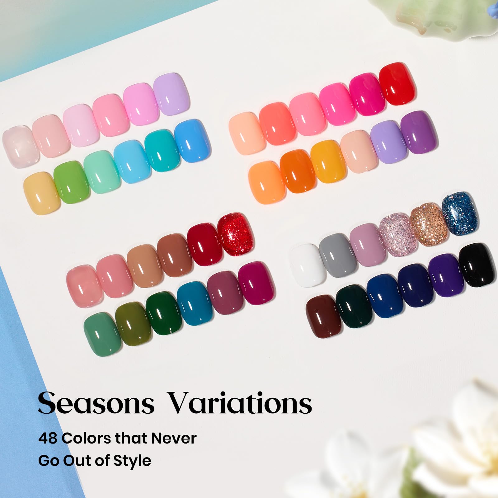 Beetles Seasons Variations - 48 Colors Brown Glitter Fall Gel Nail Polish Kit