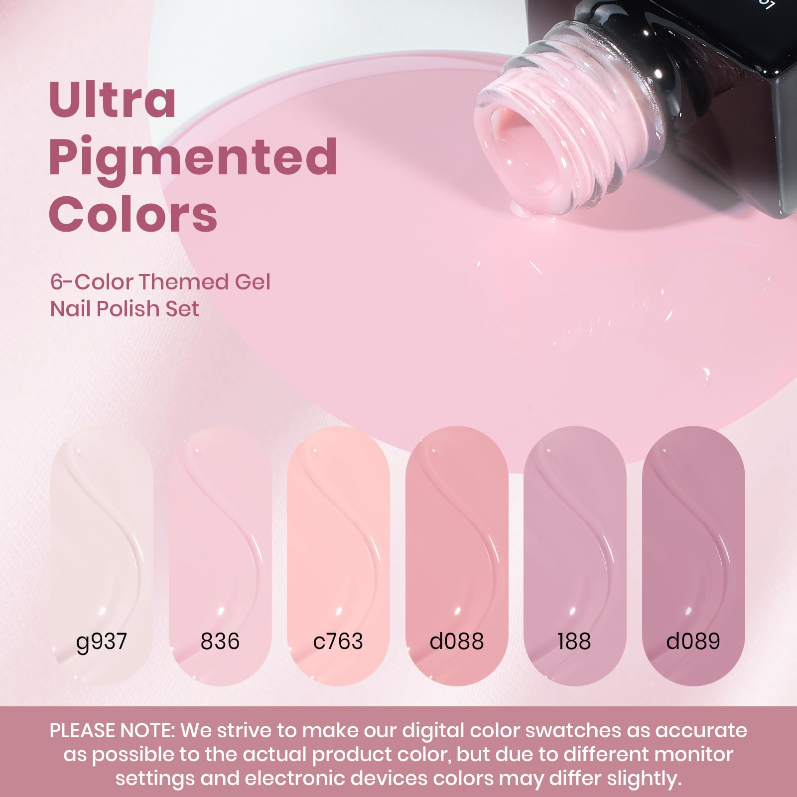 Beetles Nude Pink Gel Polish Set - Cozy Palette 6 Colors Gel Nail Polish Set, Nude Light Baby Pink Colors
