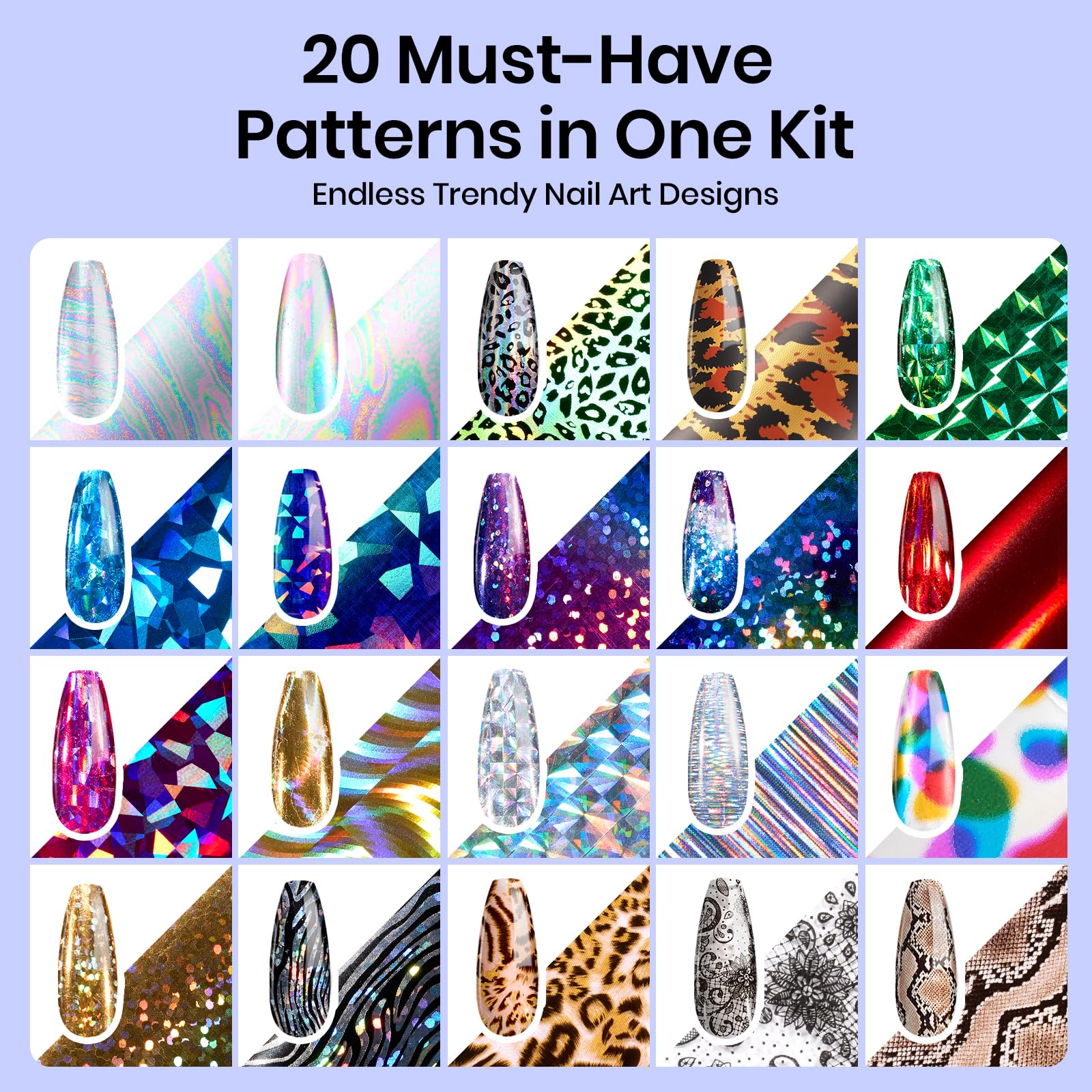 Beetles Nail Foil Art Kit 15ML*2 With 20 Pcs Classic Stickers Nail Transfer Set
