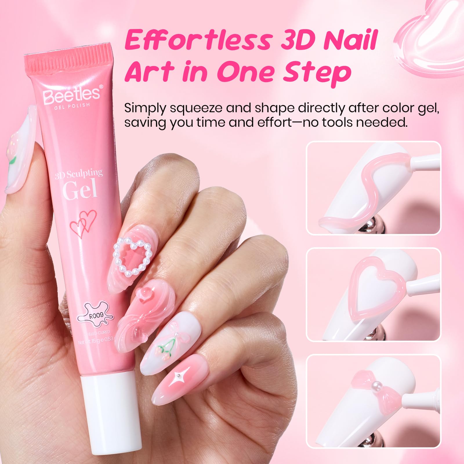 Beetles Valentine Nails - Pro 15ml Limited Pink 3D Sculpting Gel
