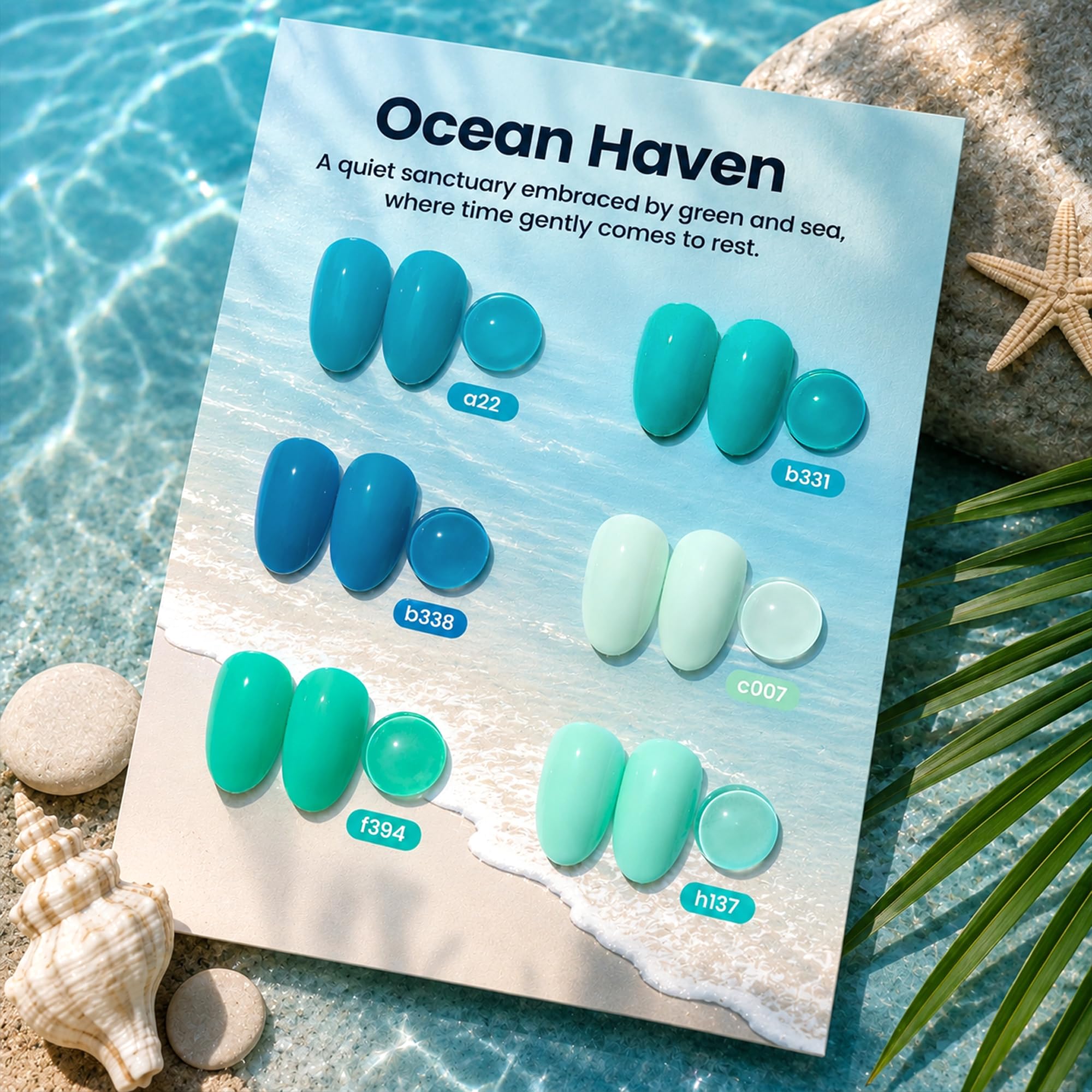Beetles Ocean Haven 6 Colors Blue Gel Nail Polish Kit Summer Beach Vacation