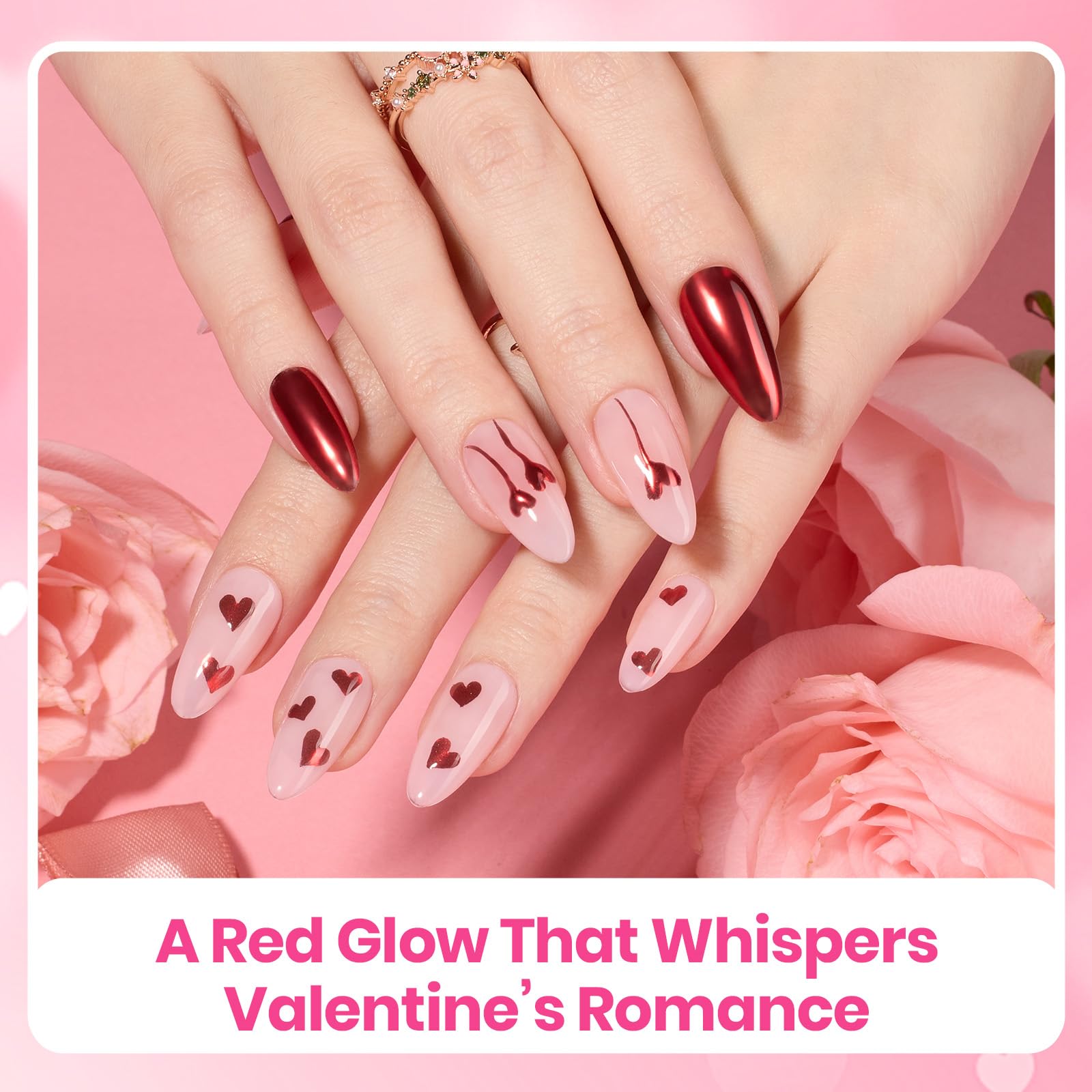 Beetles Valentines Red Chrome Nail Powder Mirror Effect Chrome Powder