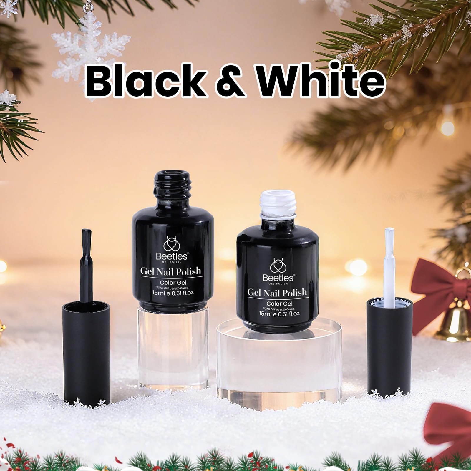 Beetles Christmas Gel Polish - 2pcs 15ml Black and White Colors Gel Nails